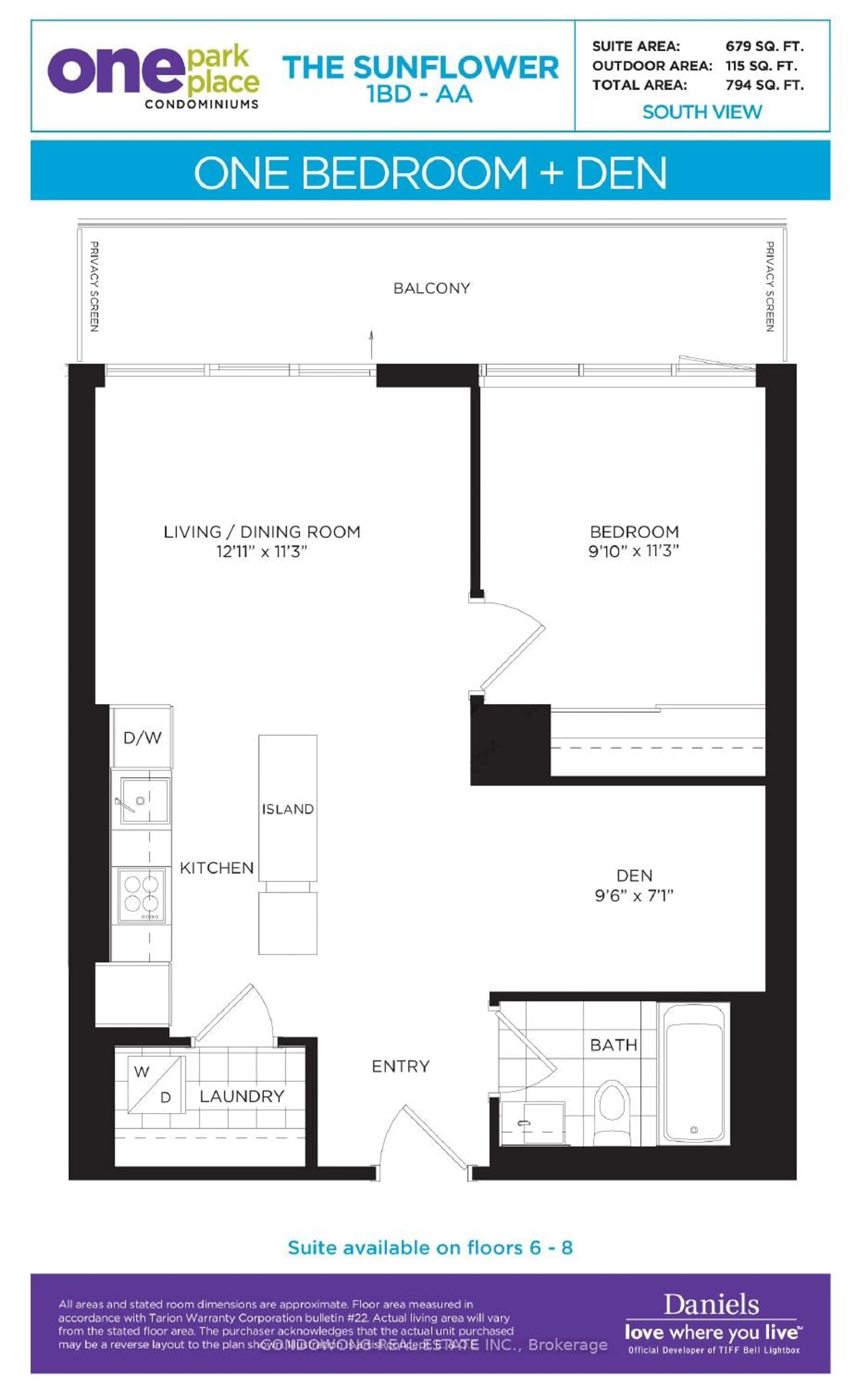 Floor plan for 170 Sumach St #415, Toronto Ontario M5A 0C3