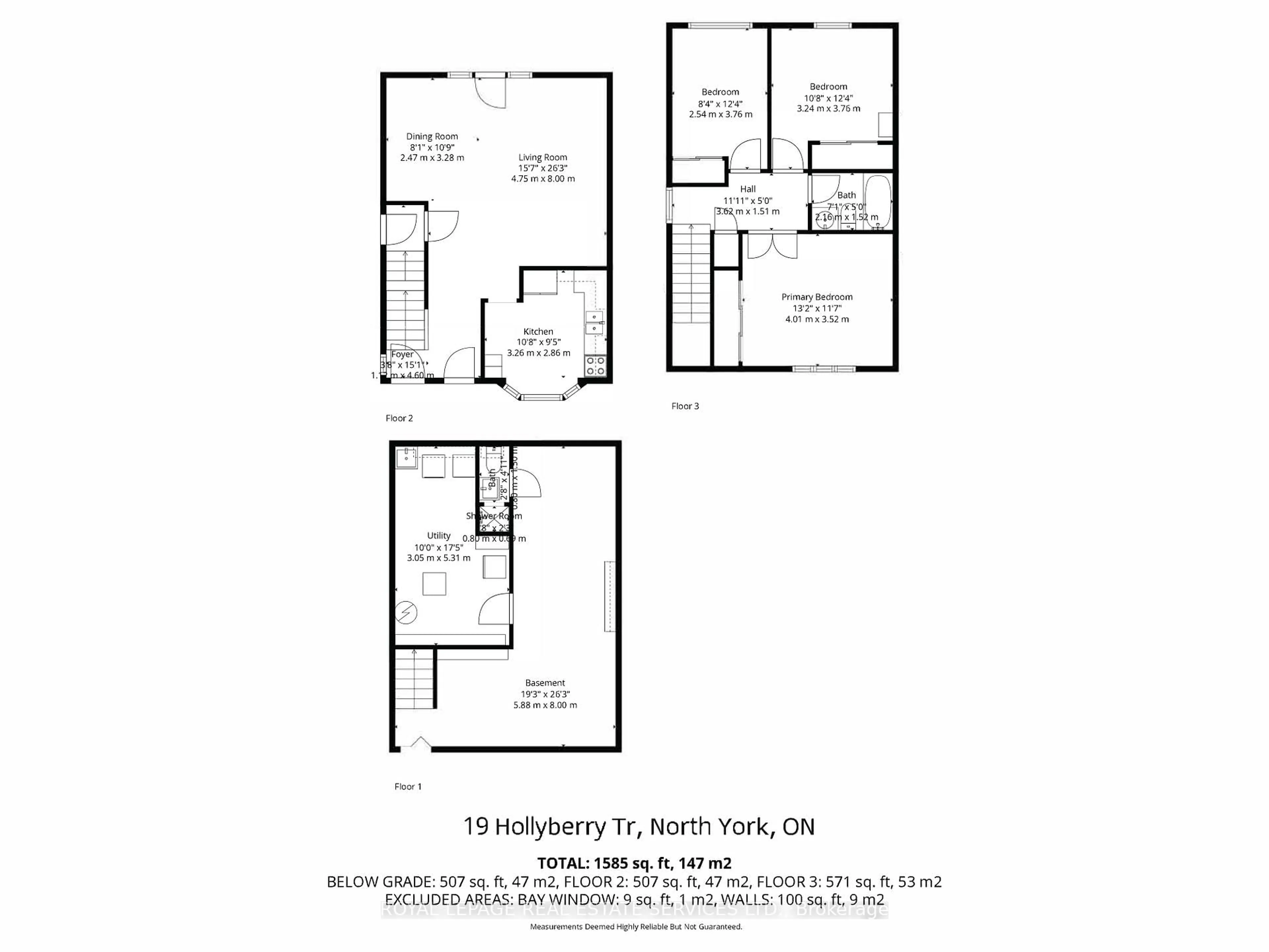 Floor plan for 19 Hollyberry Tr, Toronto Ontario M2H 2N9