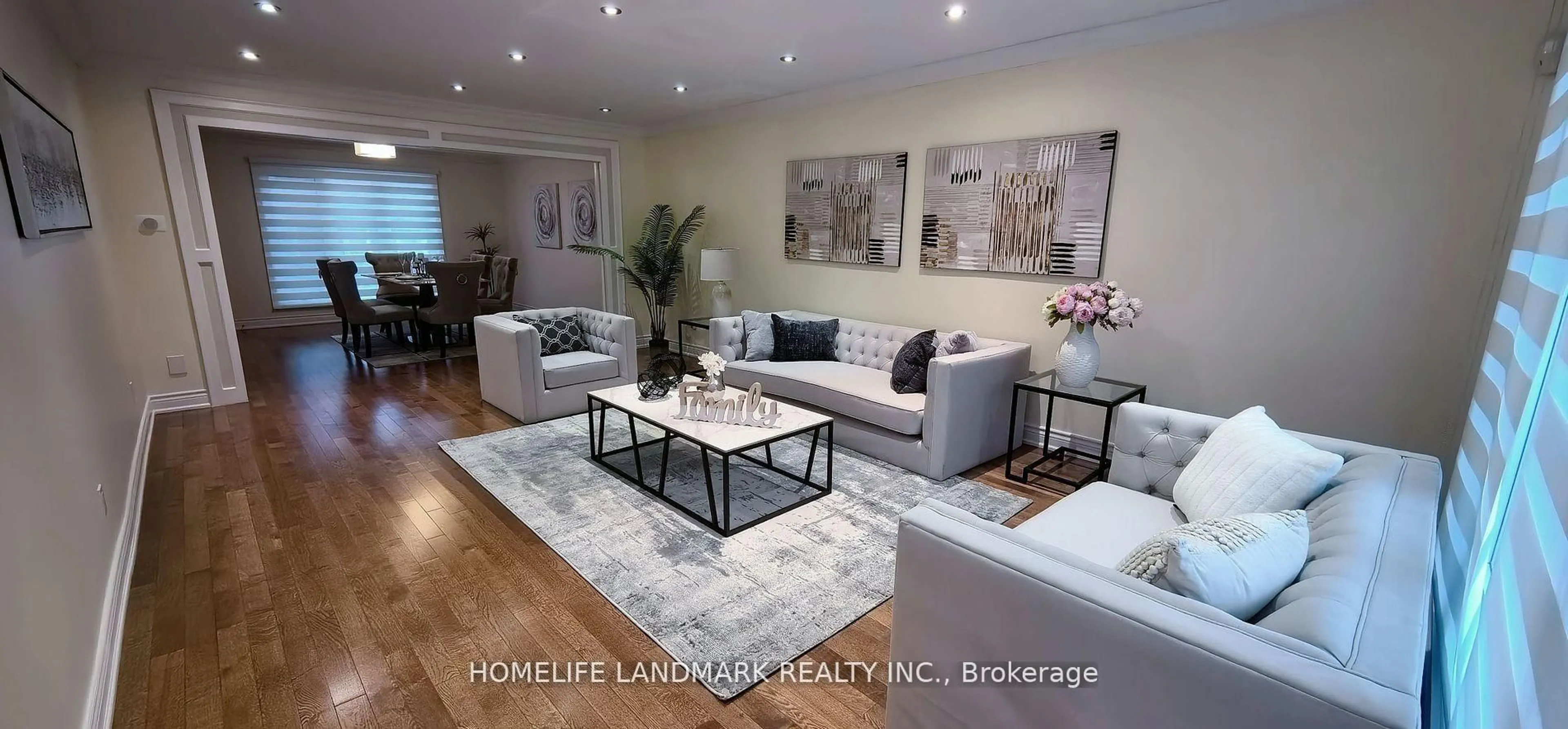 Living room with furniture, wood/laminate floor for 12 Clarinda Dr, Toronto Ontario M2K 2W7