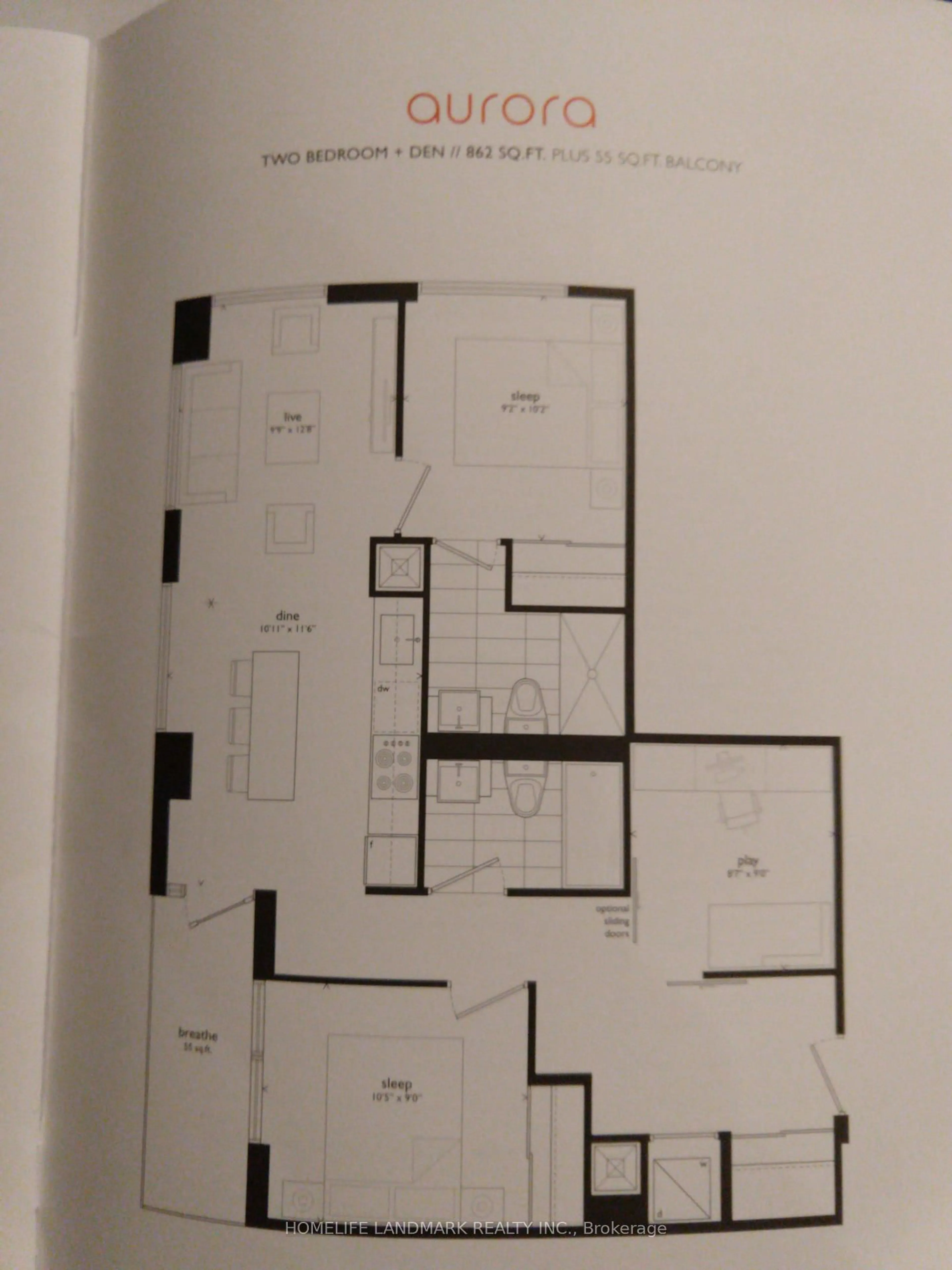 Floor plan for 5180 Yonge St #3309, Toronto Ontario M2N 0K5
