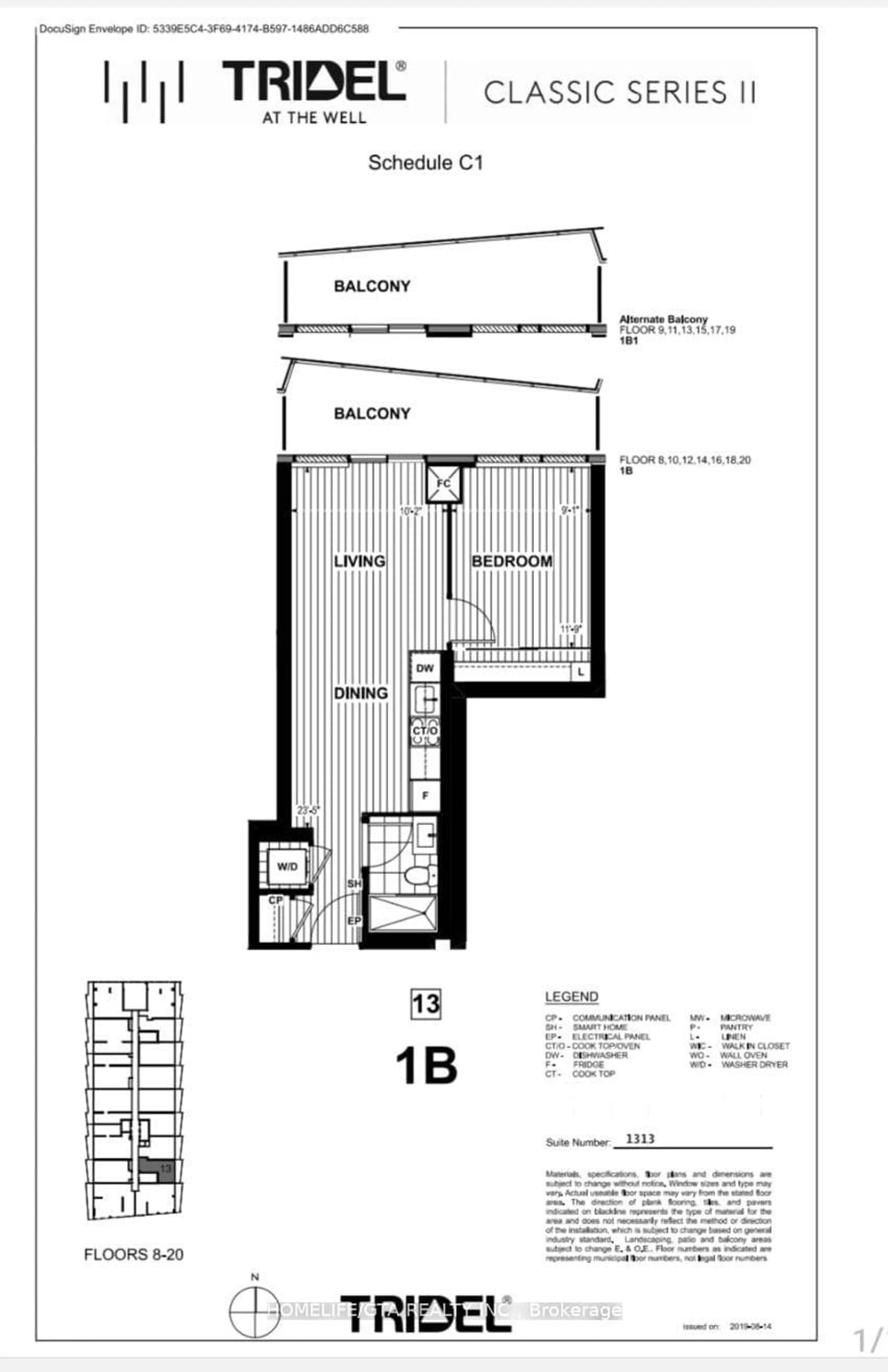 Floor plan for 480 Front St #1313, Toronto Ontario M5V 0V5