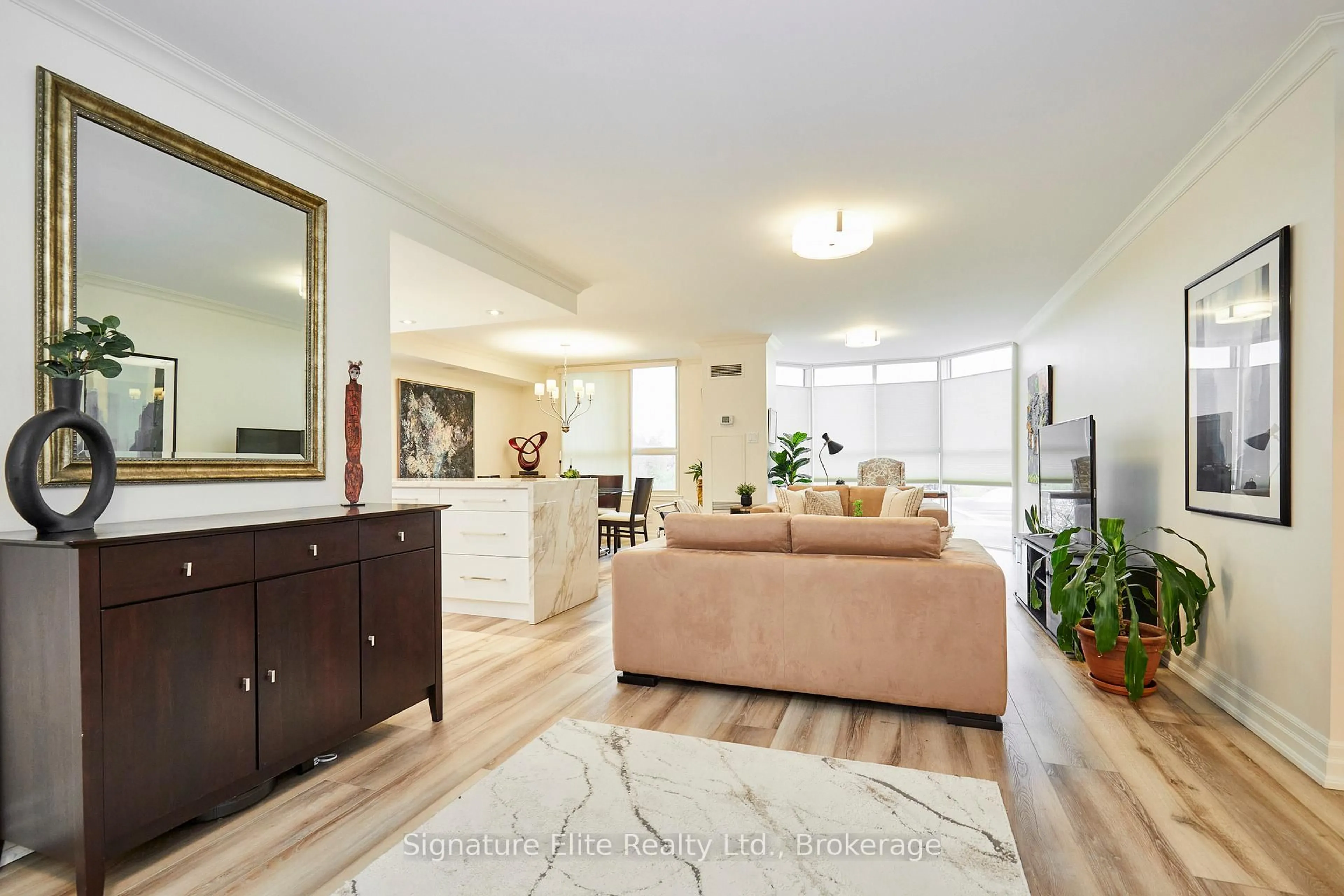 Living room with furniture, wood/laminate floor for 271 Ridley Blvd #508, Toronto Ontario M5M 4N1