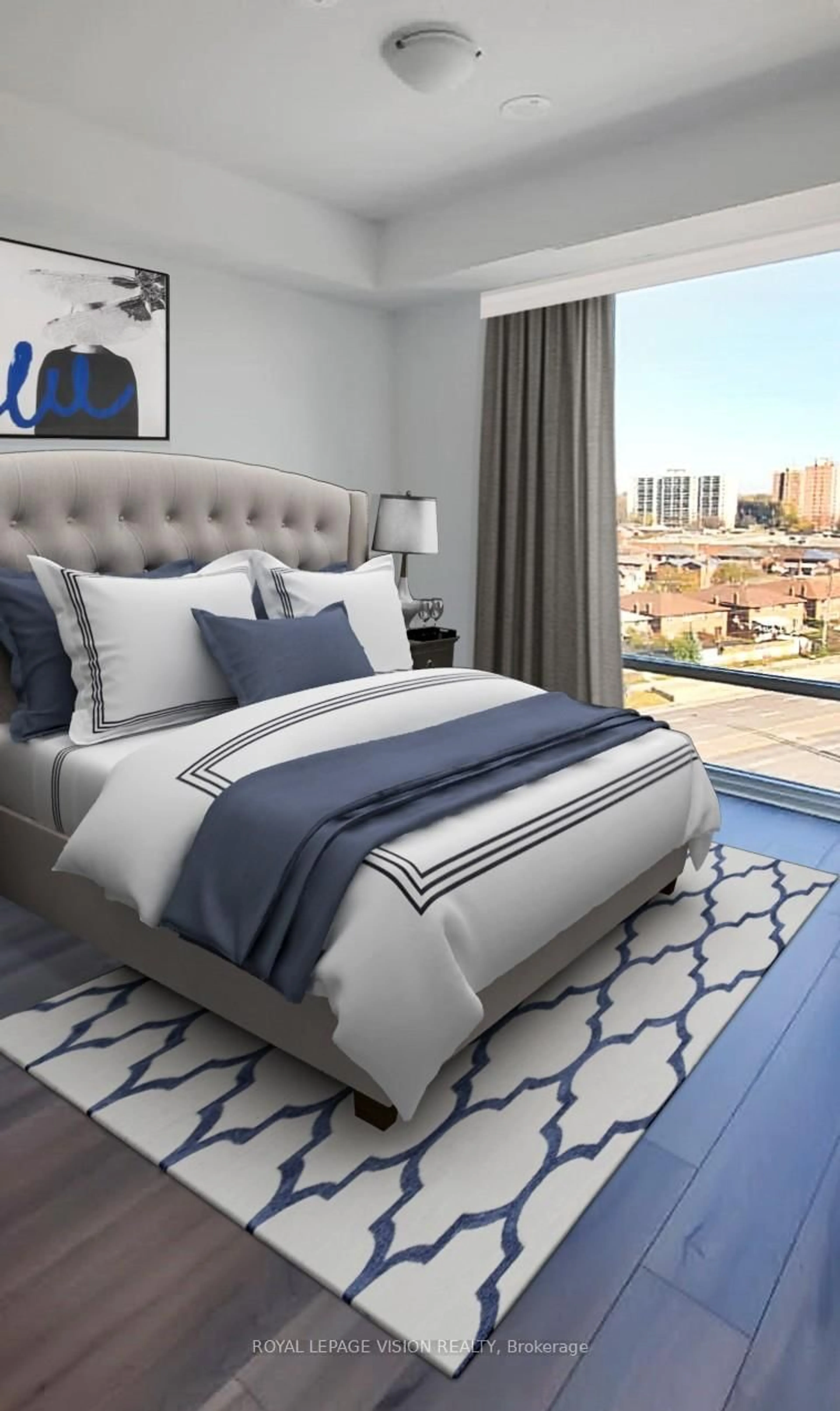 Bedroom with bed, carpet floor for 60 Ann O'Reilly Rd #858, Toronto Ontario M2J 0C8