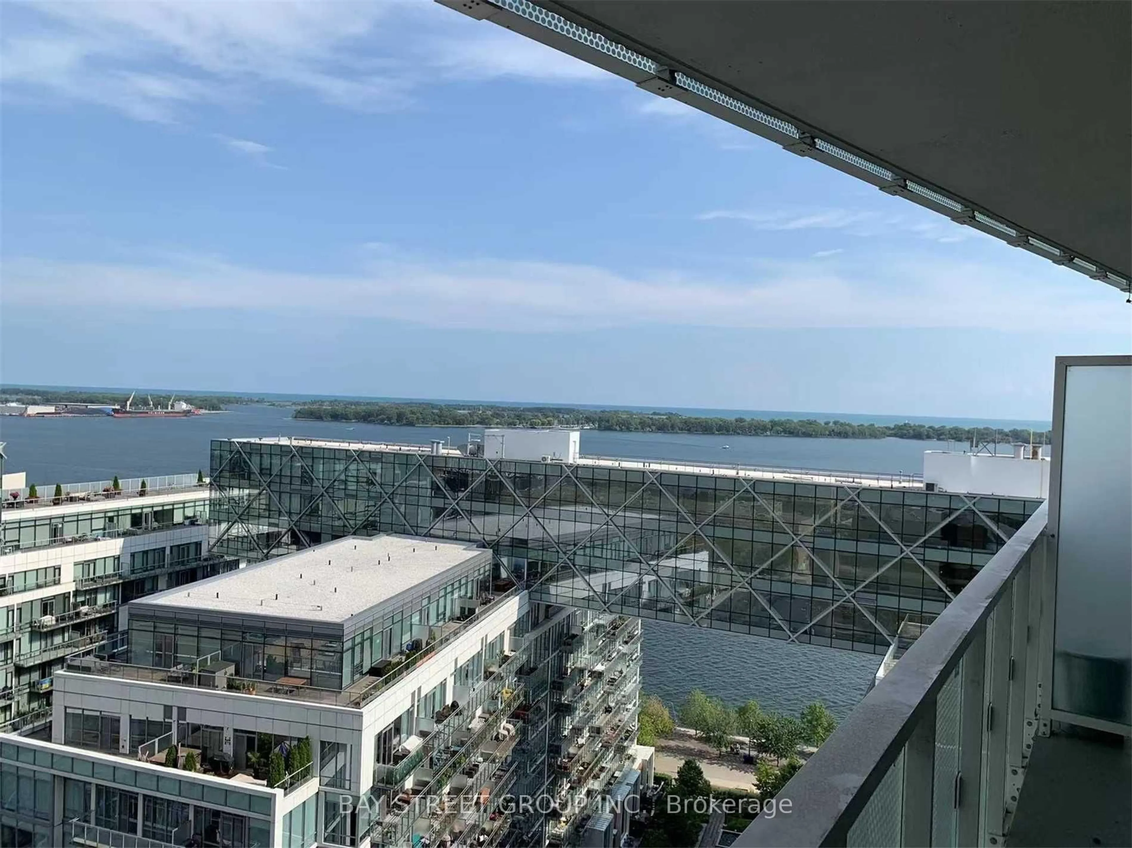 Balcony in the apartment, city buildings view from balcony for 15 Queens Quay #1810, Toronto Ontario M5E 0C5