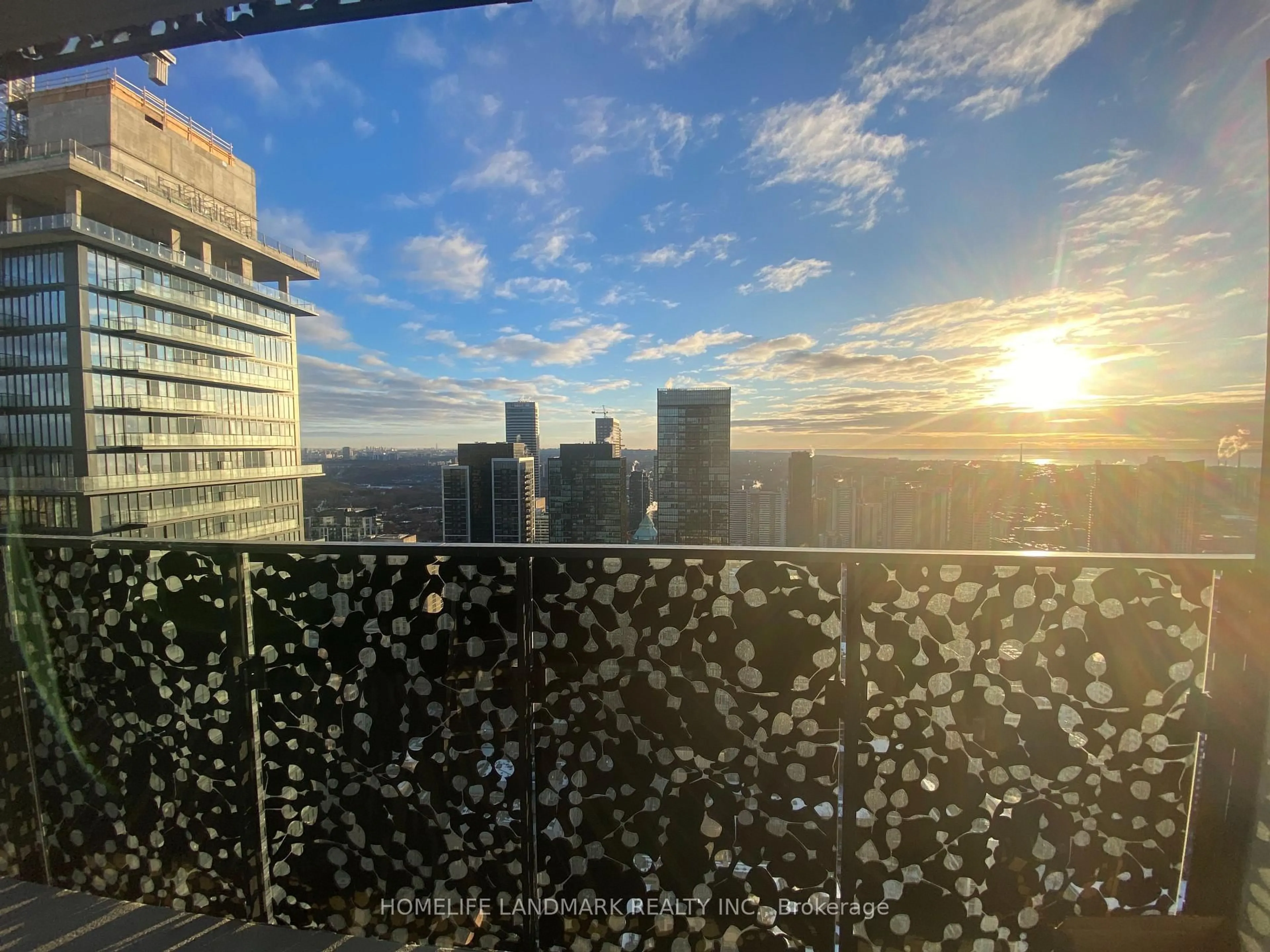 Balcony in the apartment, city buildings view from balcony for 55 Charles St #4511, Toronto Ontario M4Y 0J1