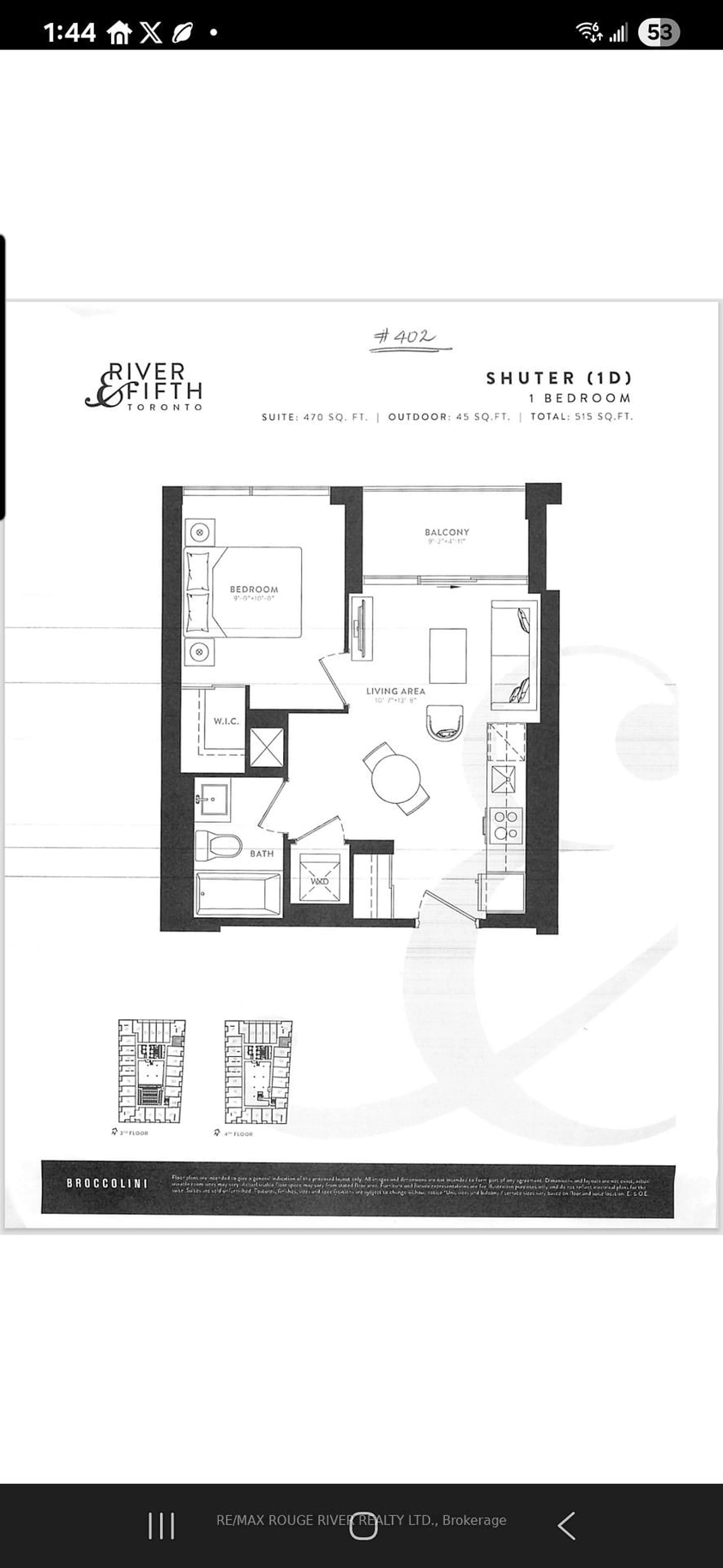 Floor plan for 5 Defries St #402, Toronto Ontario M5A 0W7