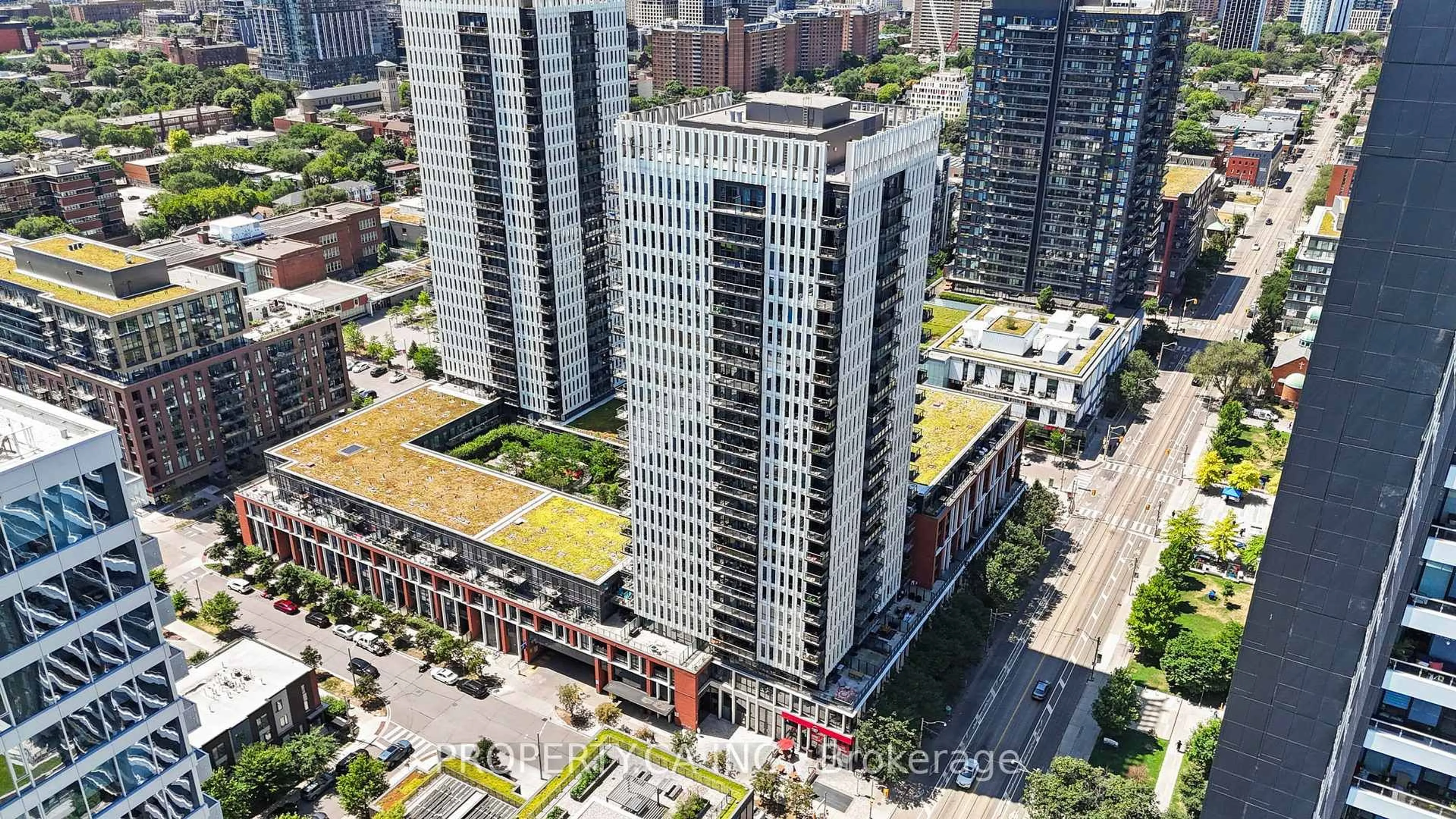 A pic from outside/outdoor area/front of a property/back of a property/a pic from drone, city buildings view from balcony for 170 Sumach St #2212, Toronto Ontario M5A 0C3