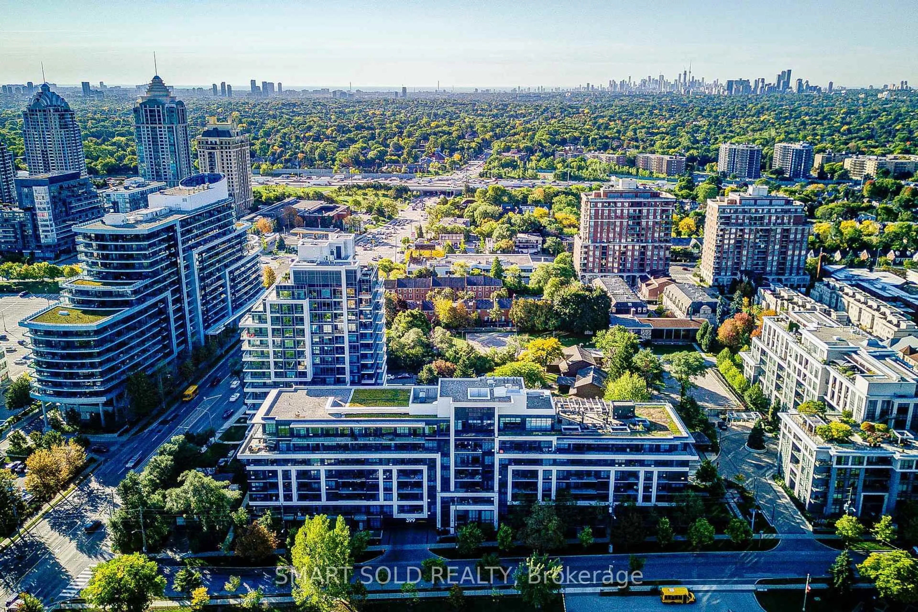 A pic from outside/outdoor area/front of a property/back of a property/a pic from drone, city buildings view from balcony for 399 Spring Garden Ave #624, Toronto Ontario M2N 3H6