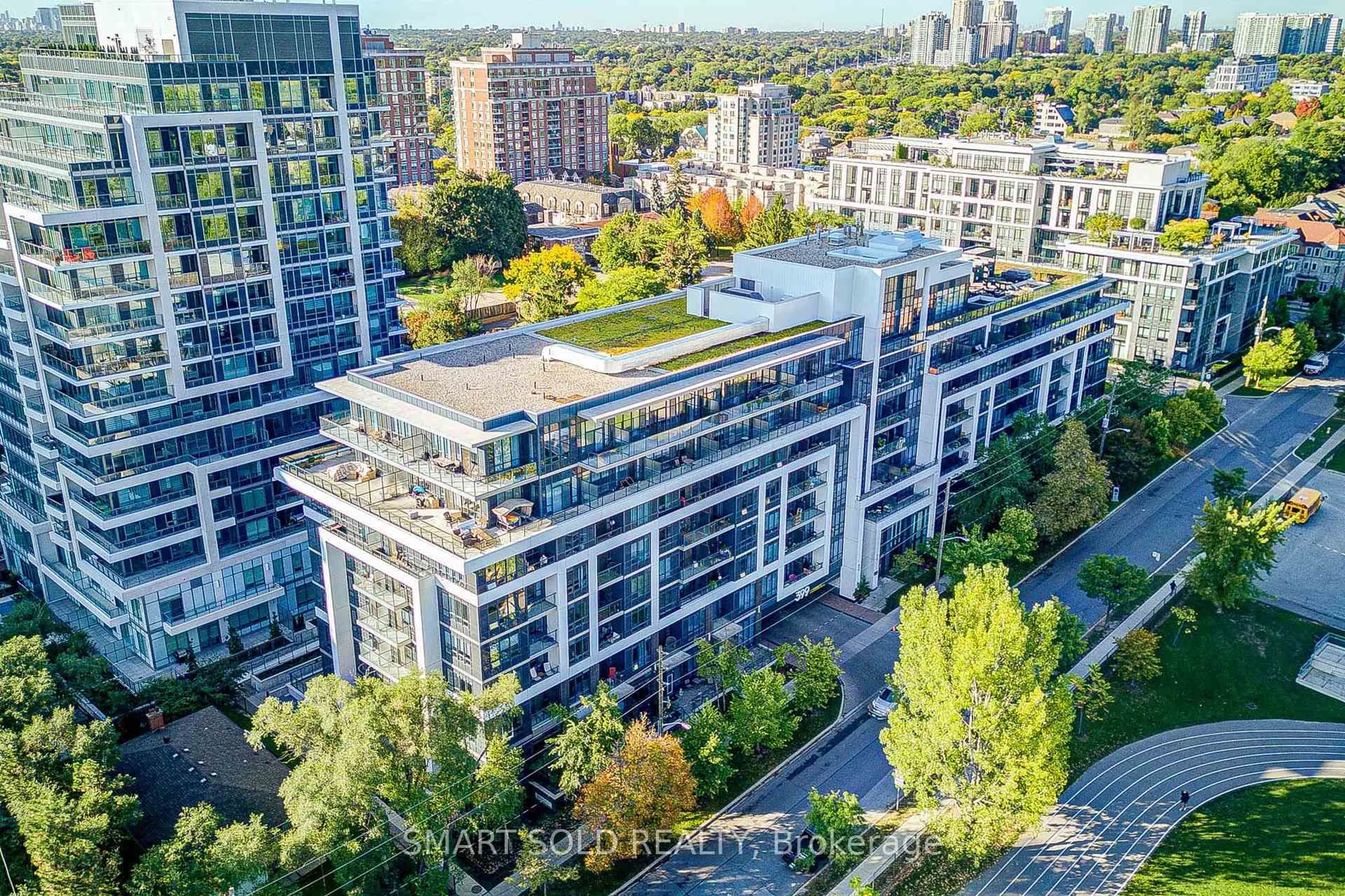A pic from outside/outdoor area/front of a property/back of a property/a pic from drone, city buildings view from balcony for 399 Spring Garden Ave #624, Toronto Ontario M2N 3H6