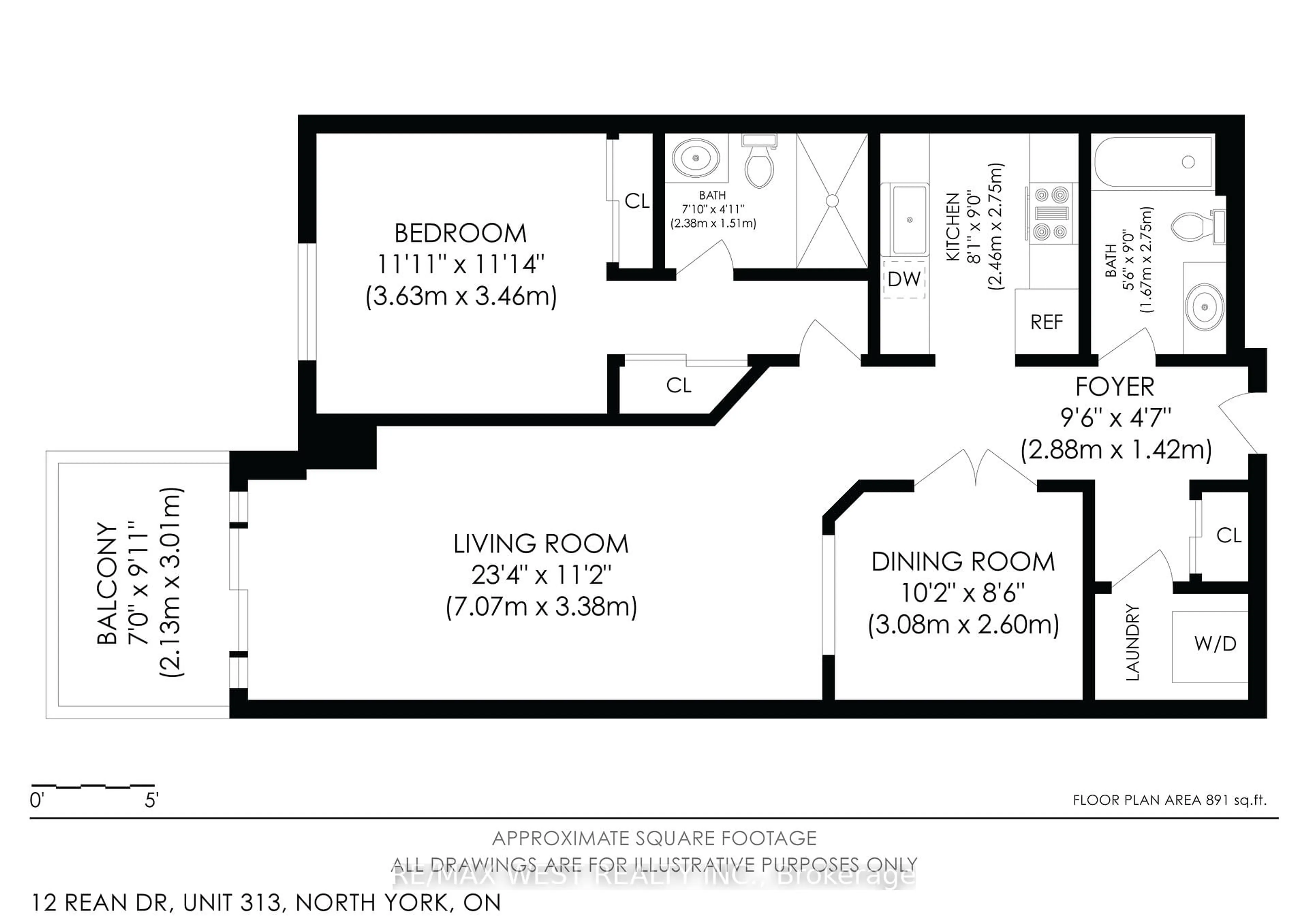 Floor plan for 12 Rean Dr #313, Toronto Ontario M2K 3C6