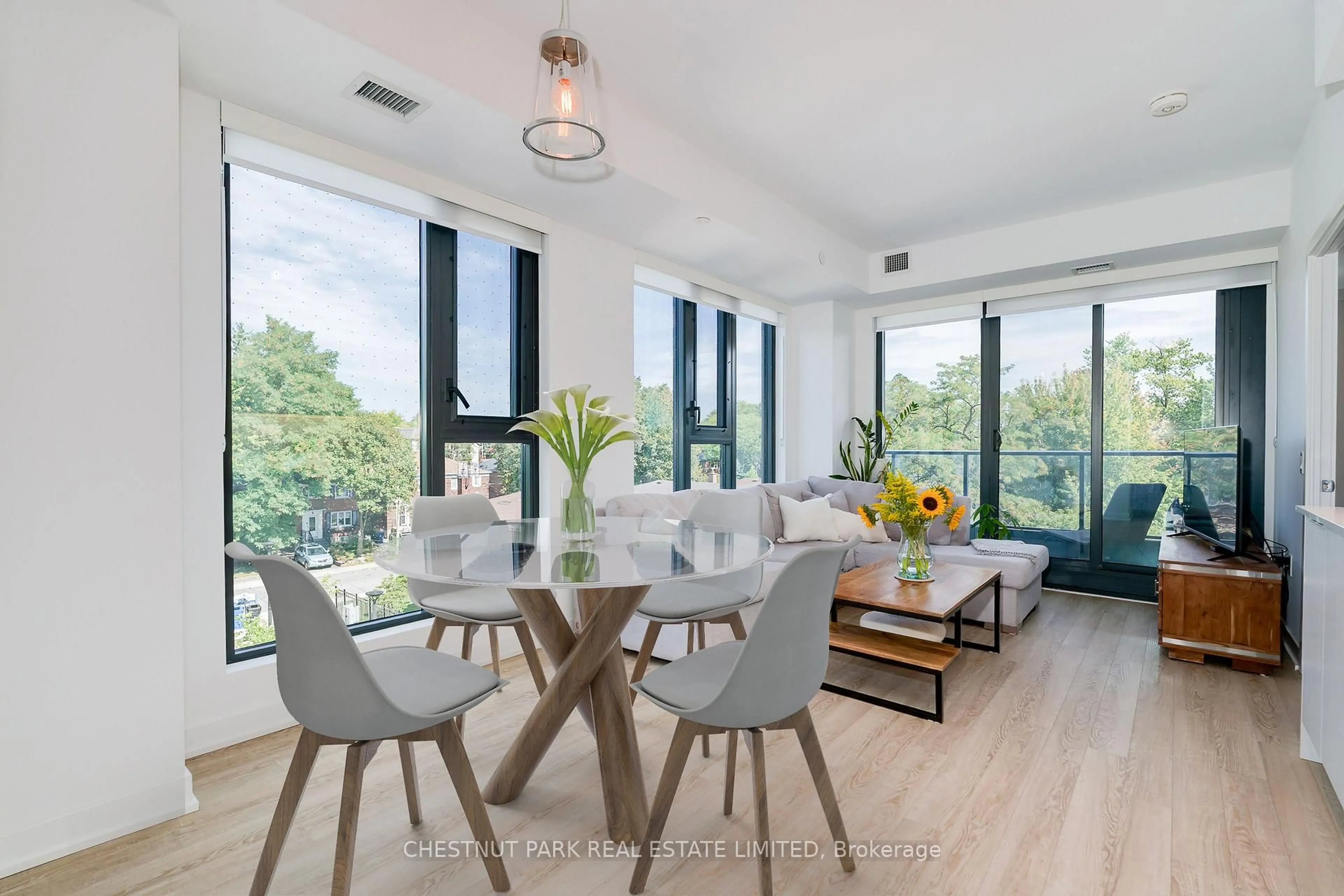 Dining room, wood/laminate floor for 250 Lawrence Ave #406, Toronto Ontario M5M 1B1