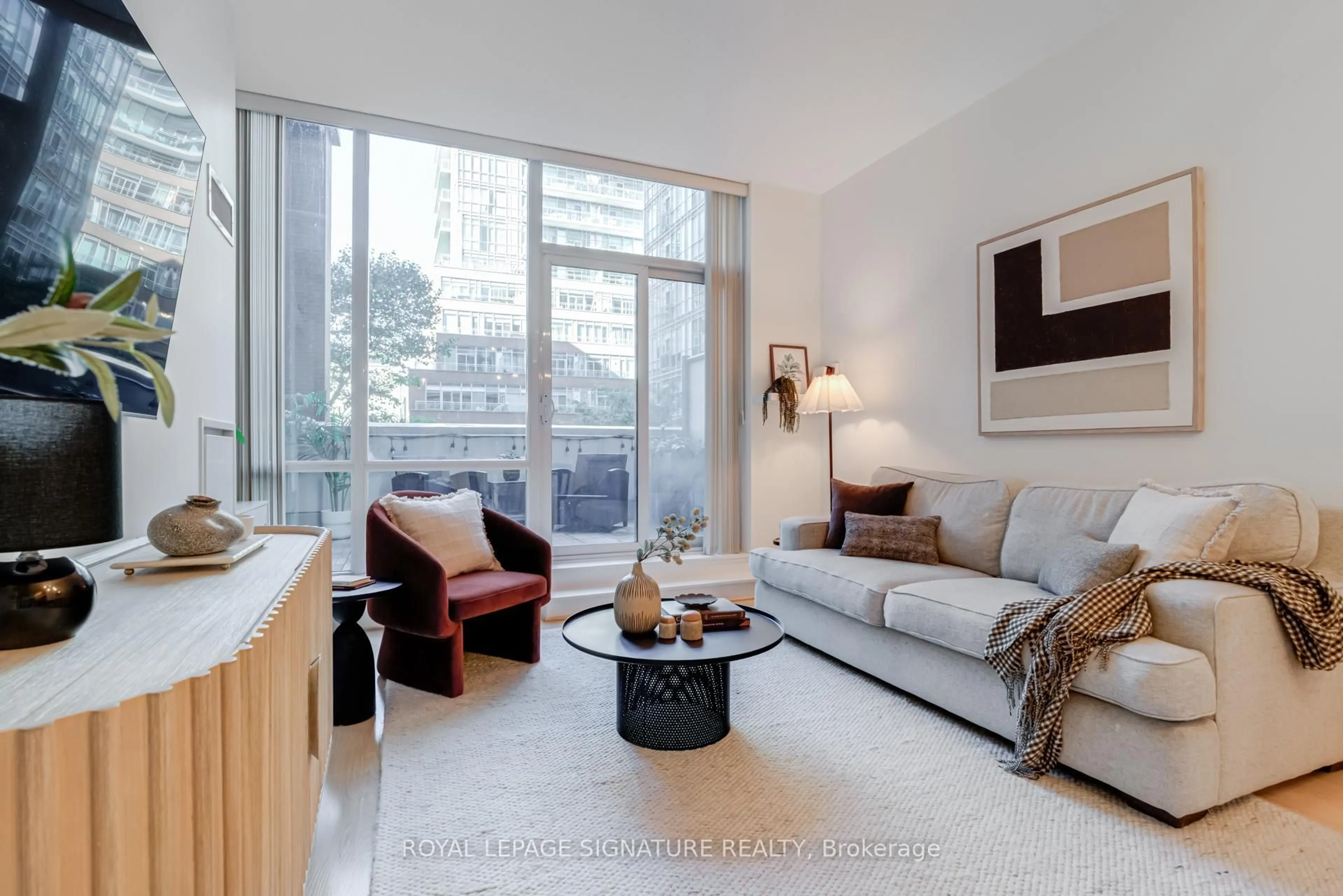 Living room with furniture, unknown for 112 George St #S203, Toronto Ontario M5A 2M5