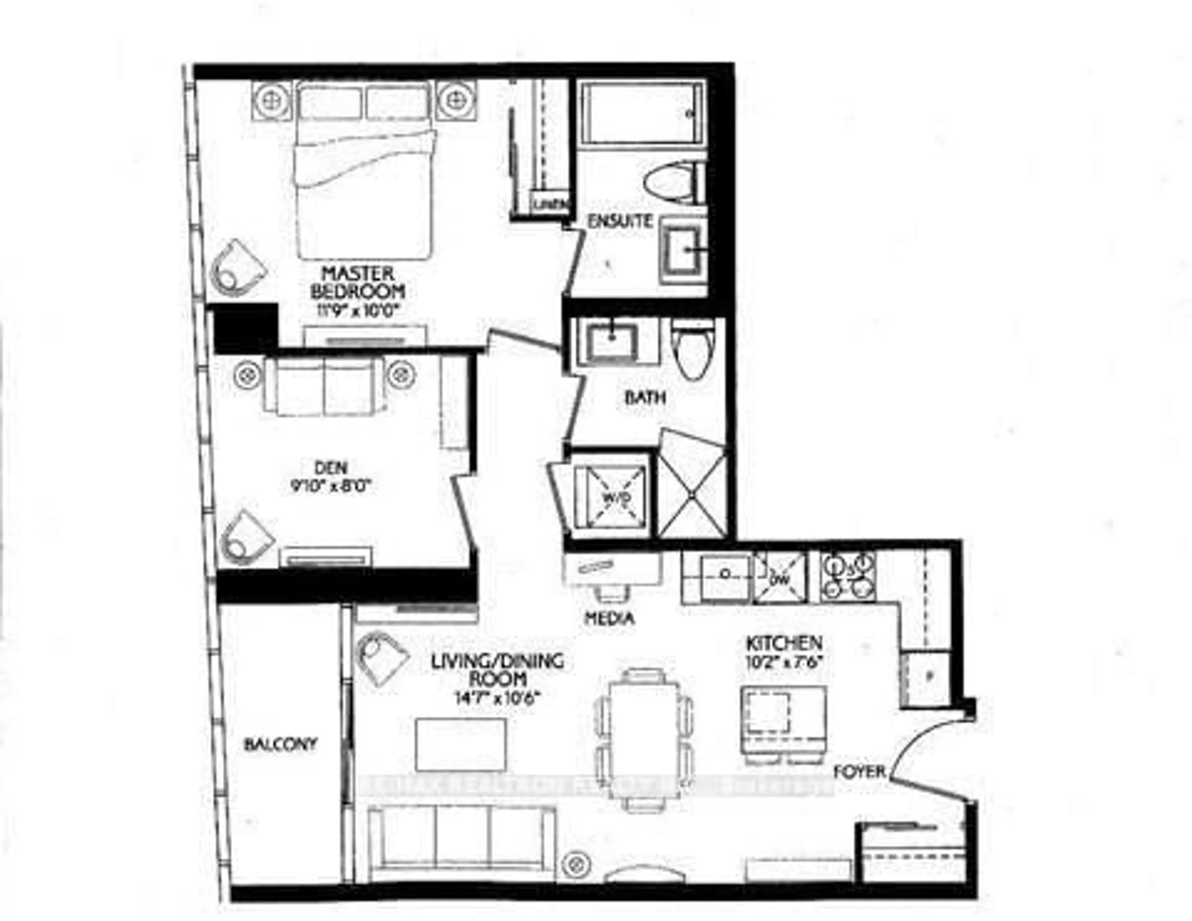 Floor plan for 9 Bogert Ave #2005, Toronto Ontario M2N 0H3