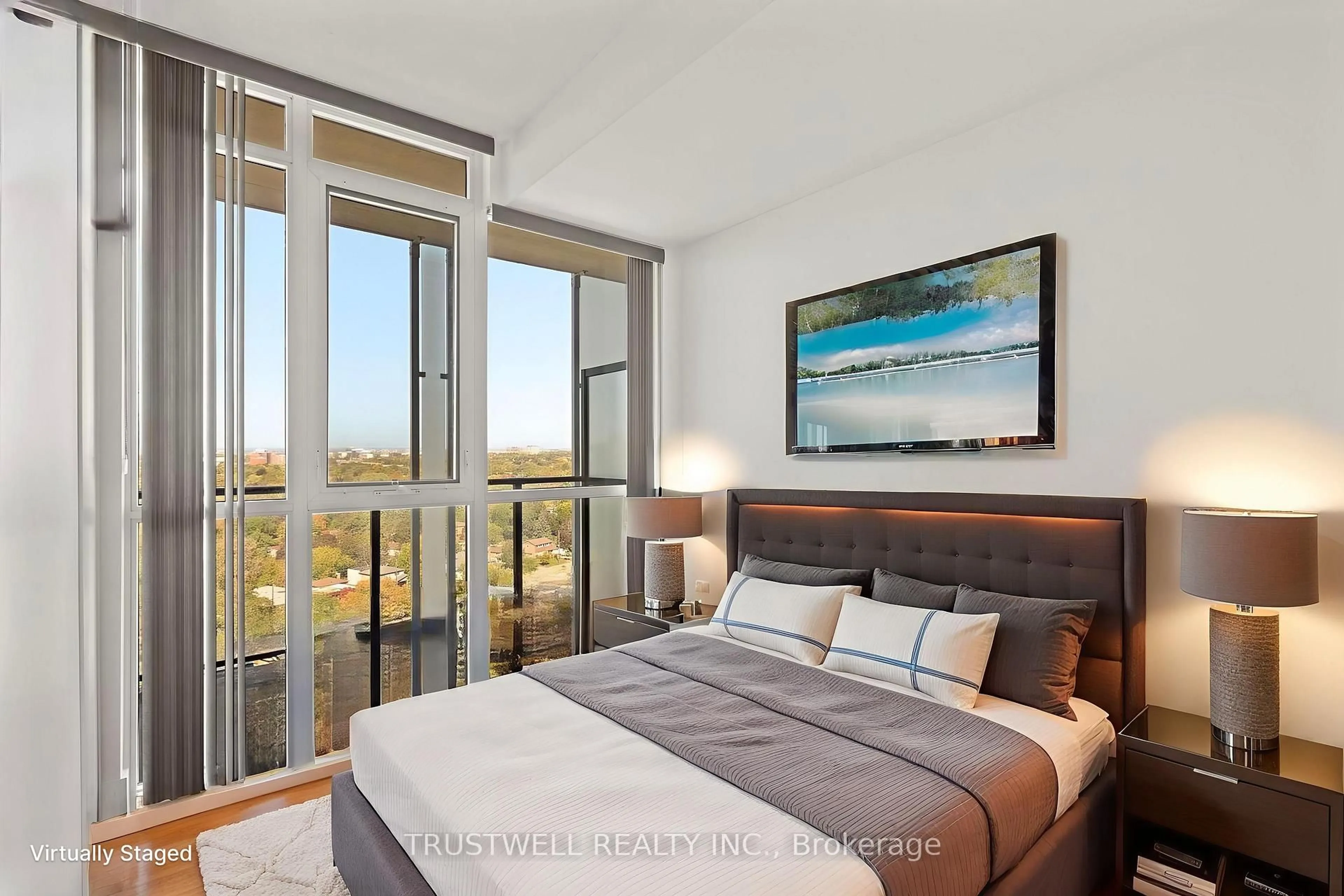 Bedroom with bed, unknown for 128 Fairview Mall Dr #906, Toronto Ontario M2J 0E8