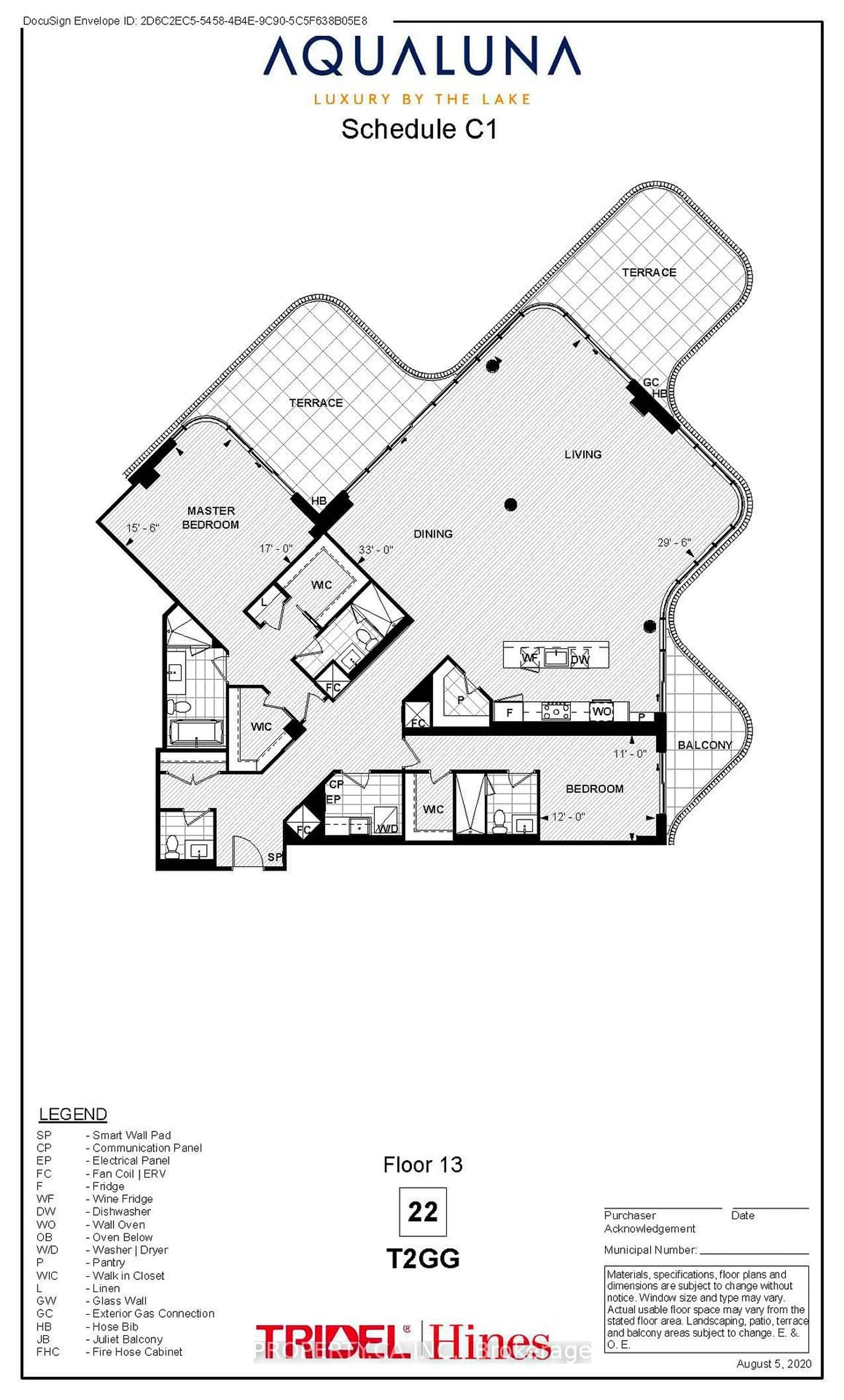 Floor plan for 155 Merchants Wharf #1331, Toronto Ontario M5B 1A6