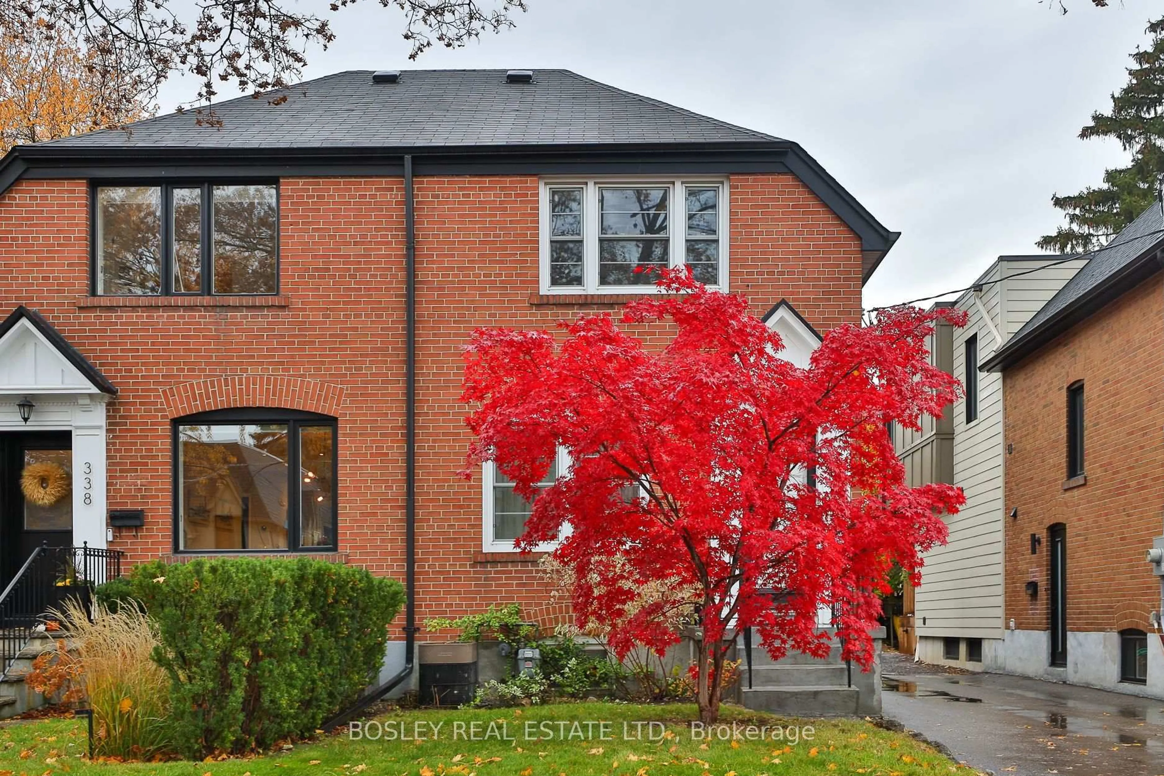 Home with brick exterior material, street for 340 Laird Dr, Toronto Ontario M4G 3X9