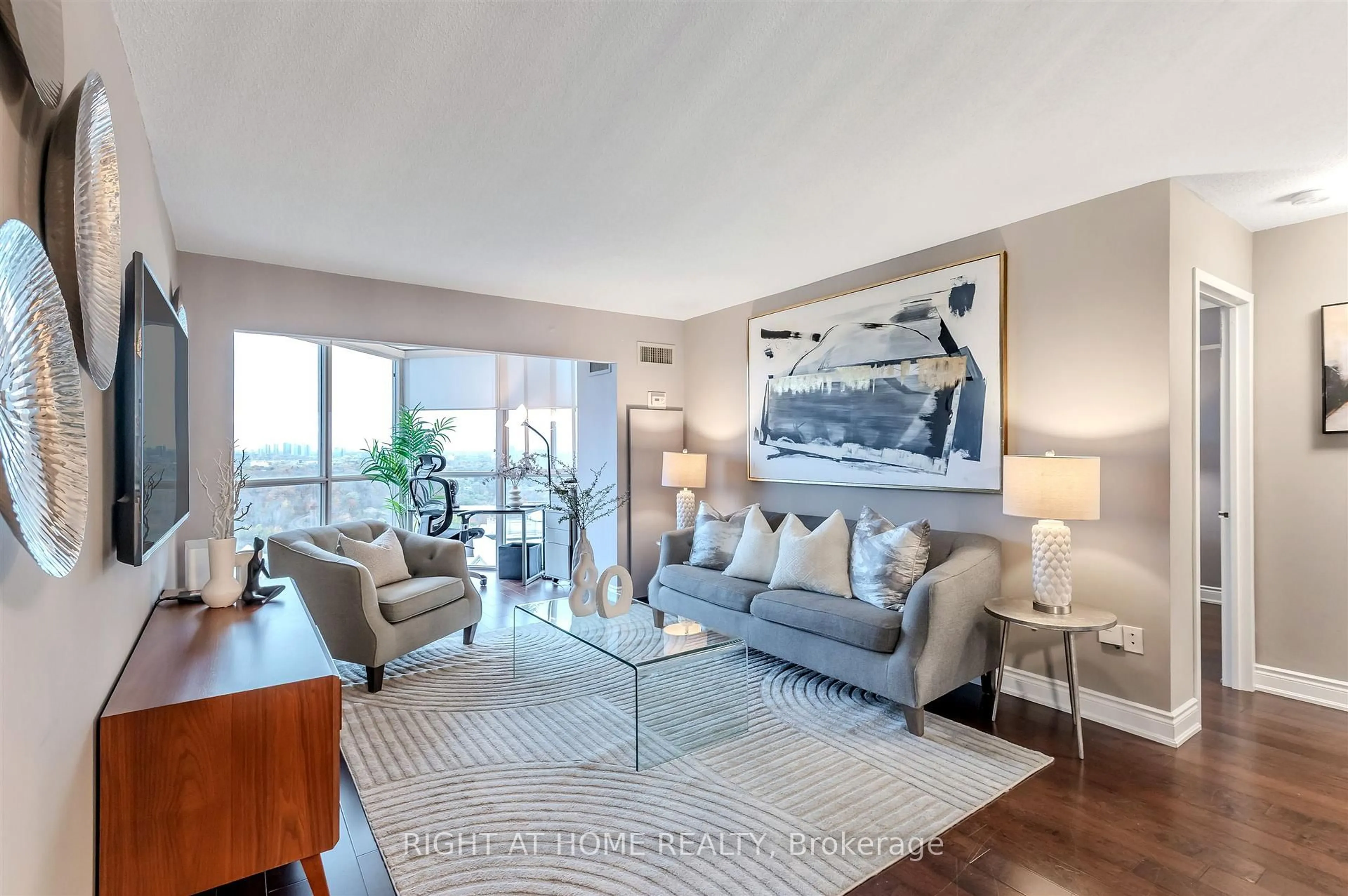 Living room with furniture, unknown for 5 Concorde Pl #2007, Toronto Ontario M3C 3M8