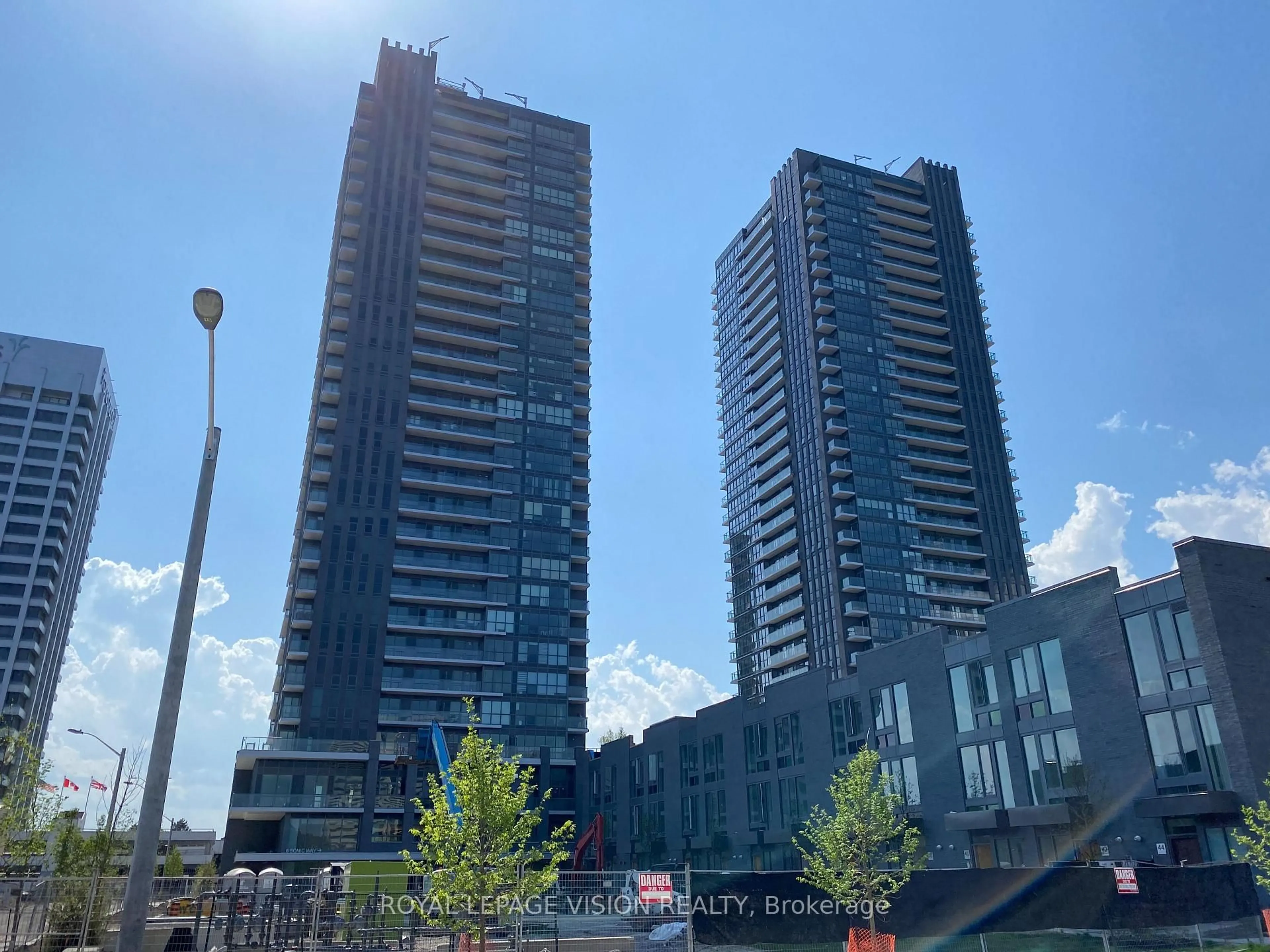 A pic from outside/outdoor area/front of a property/back of a property/a pic from drone, city buildings view from balcony for 6 Sonic Way #N1808, Toronto Ontario M3C 0P1