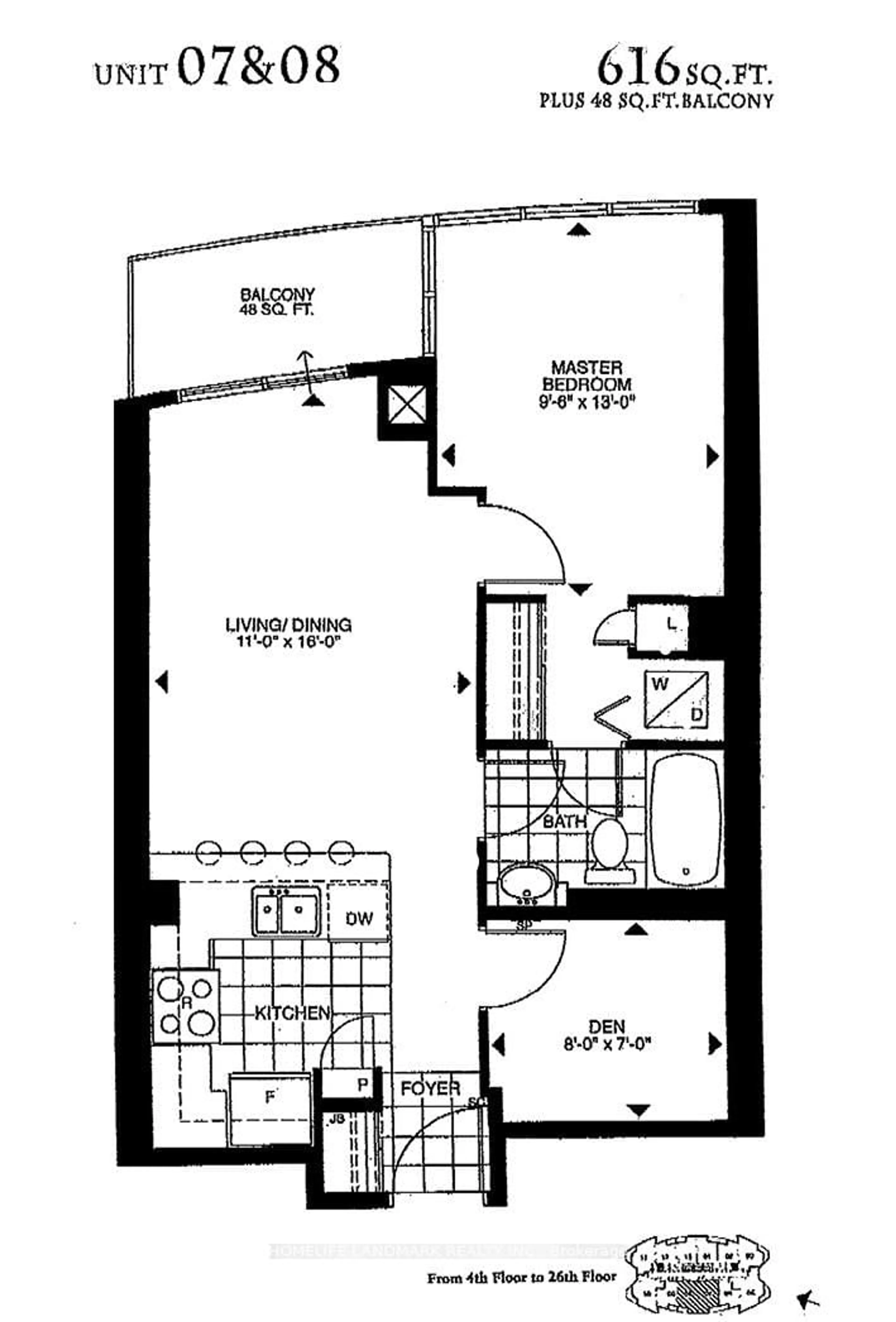 Floor plan for 18 Holmes Ave #907, Toronto Ontario M2N 0E1