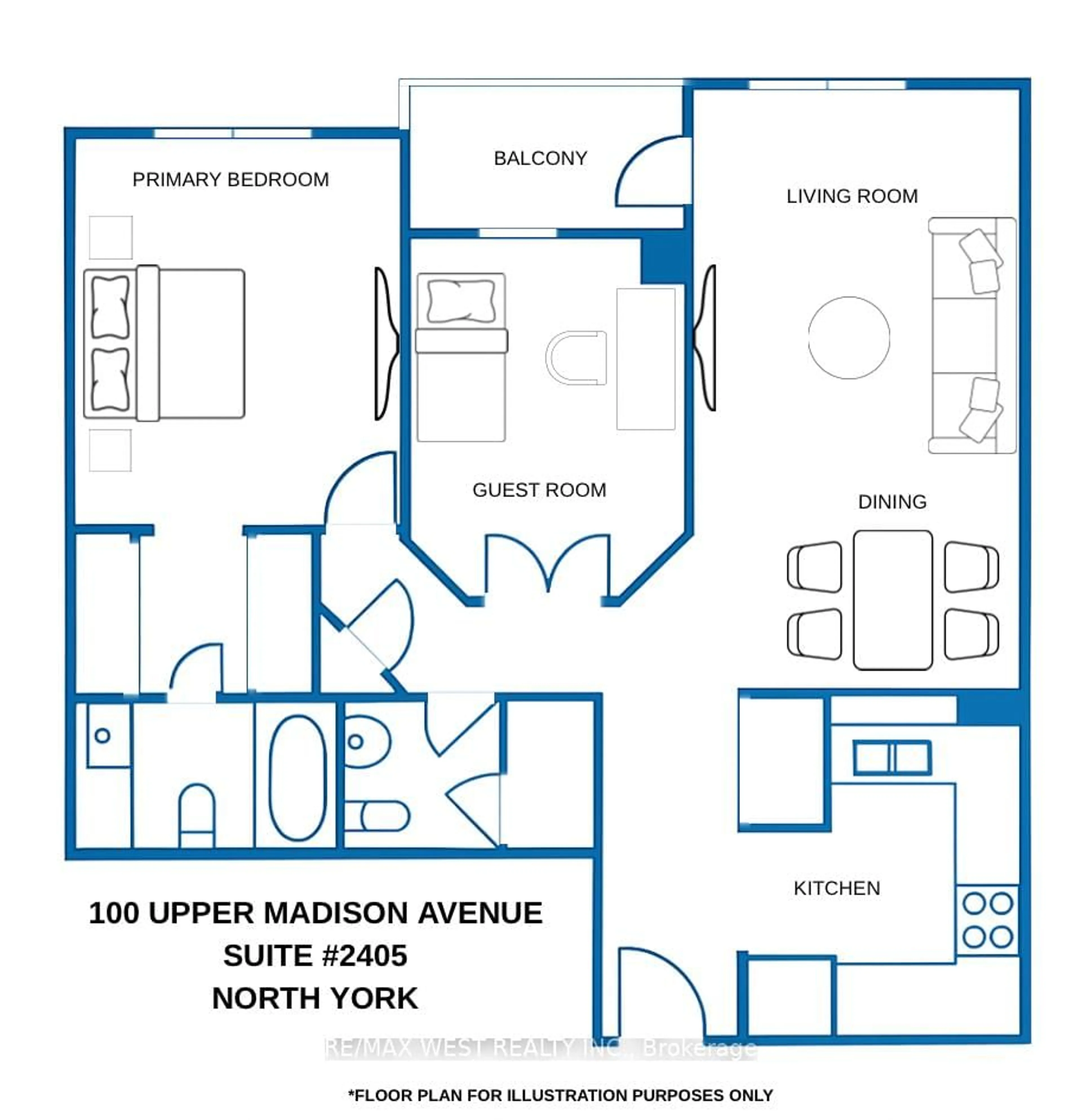 Floor plan for 100 UPPER MADISON Ave #2405, Toronto Ontario M2N 6M4