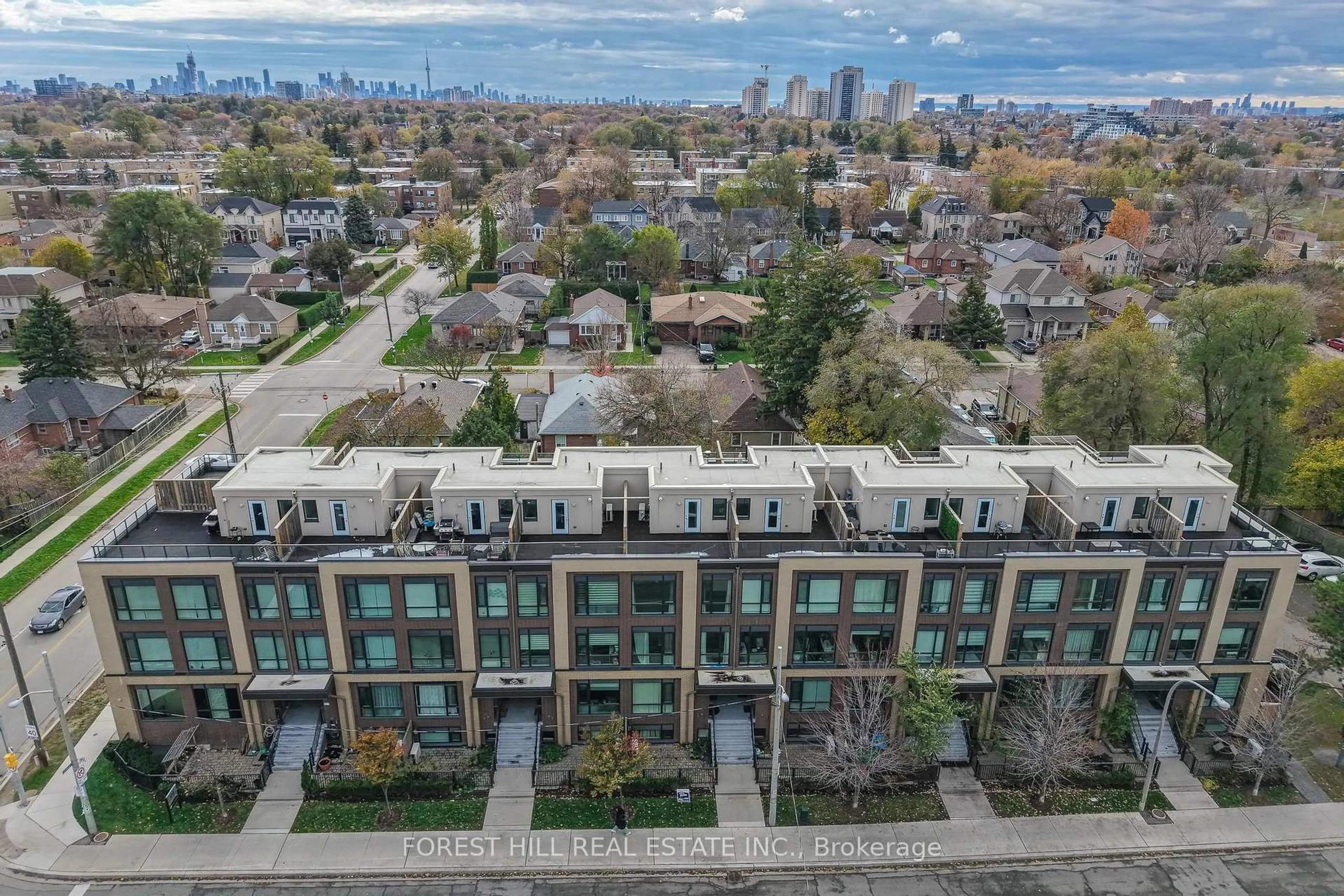 A pic from outside/outdoor area/front of a property/back of a property/a pic from drone, city buildings view from balcony for 639 Lawrence Ave #318, Toronto Ontario M6A 1A9