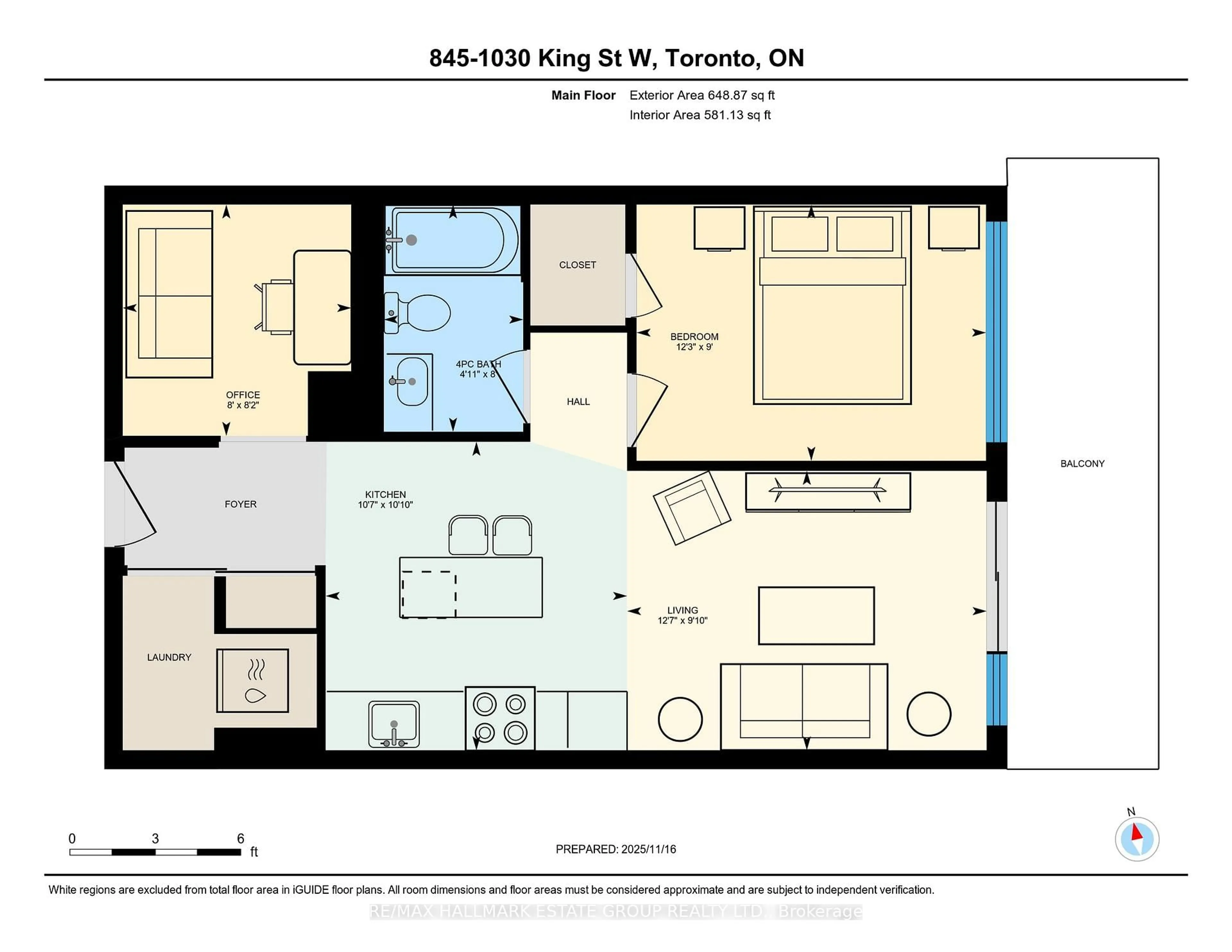 Floor plan for 1030 King St #845, Toronto Ontario M6K 0B4