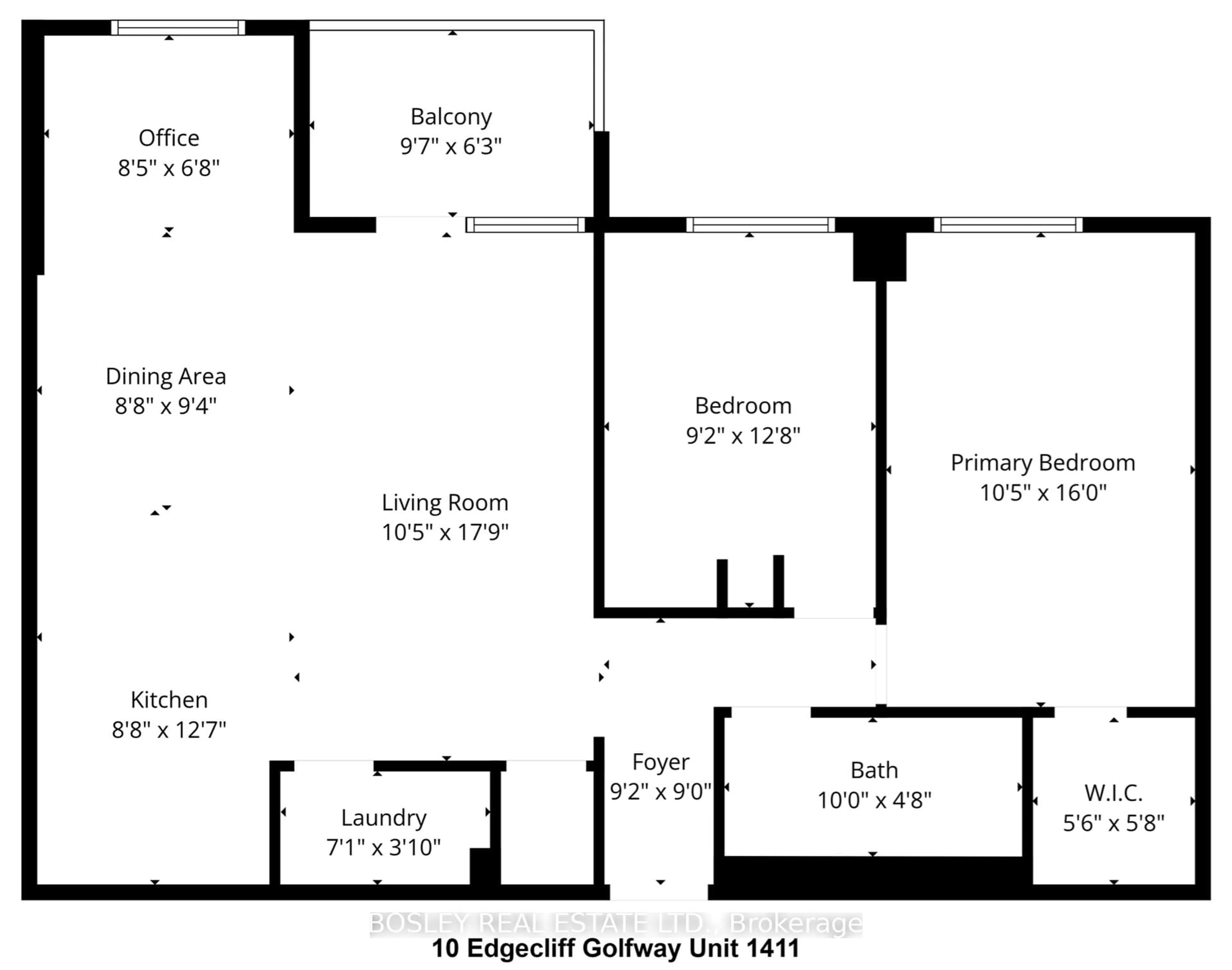Floor plan for 10 Edgecliff Gfwy #1411, Toronto Ontario M3C 3A3