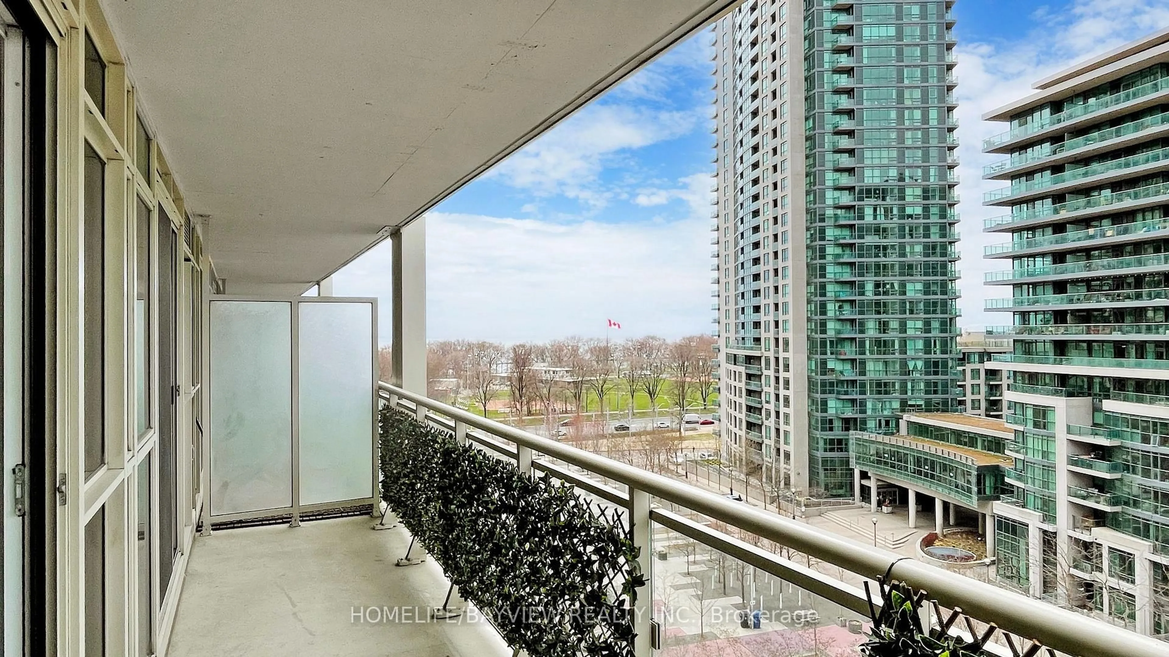 Balcony in the apartment, city buildings view from balcony for 35 Bastion St #1115, Toronto Ontario M5V 0C2