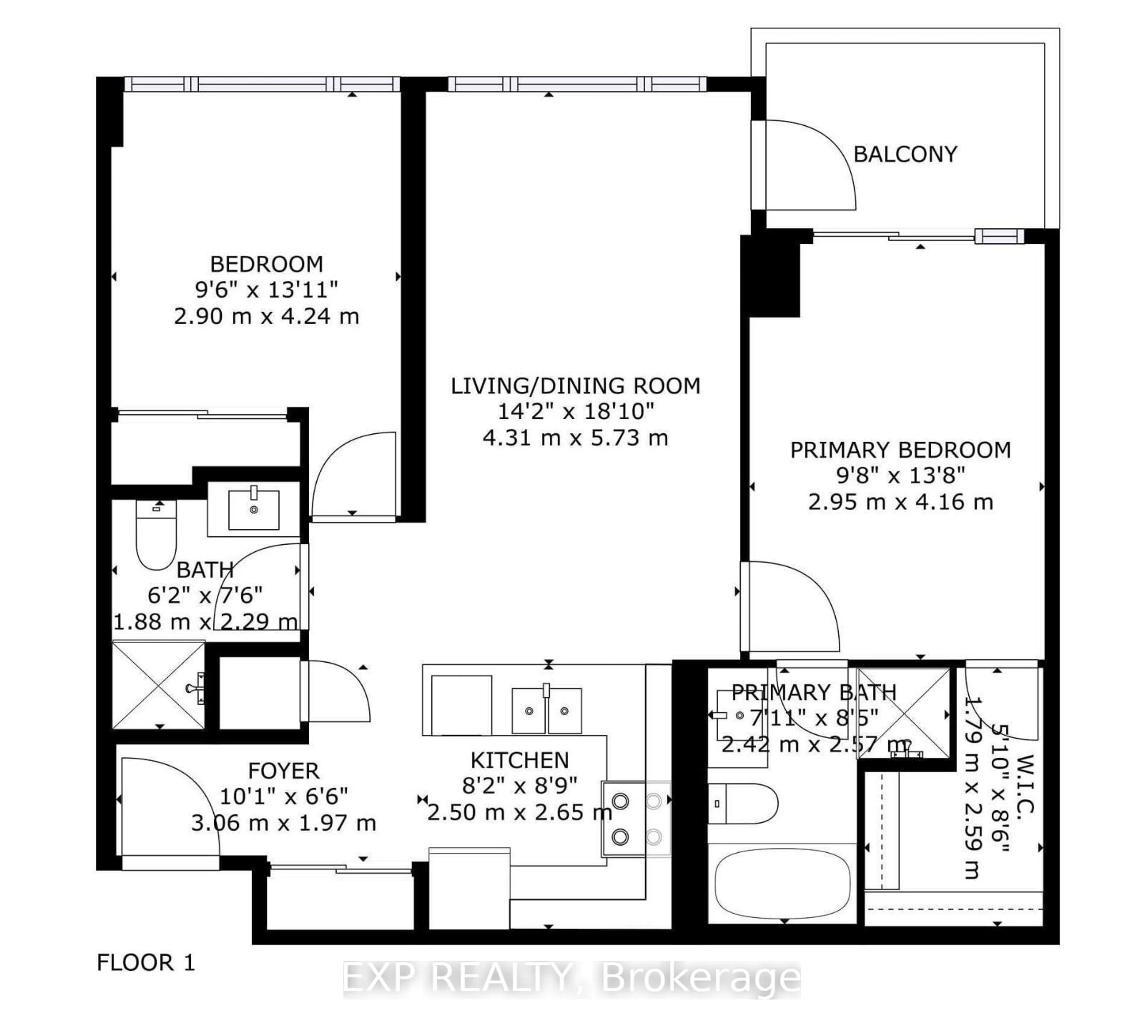 Floor plan for 96 St Patrick St #409, Toronto Ontario M5T 1V2
