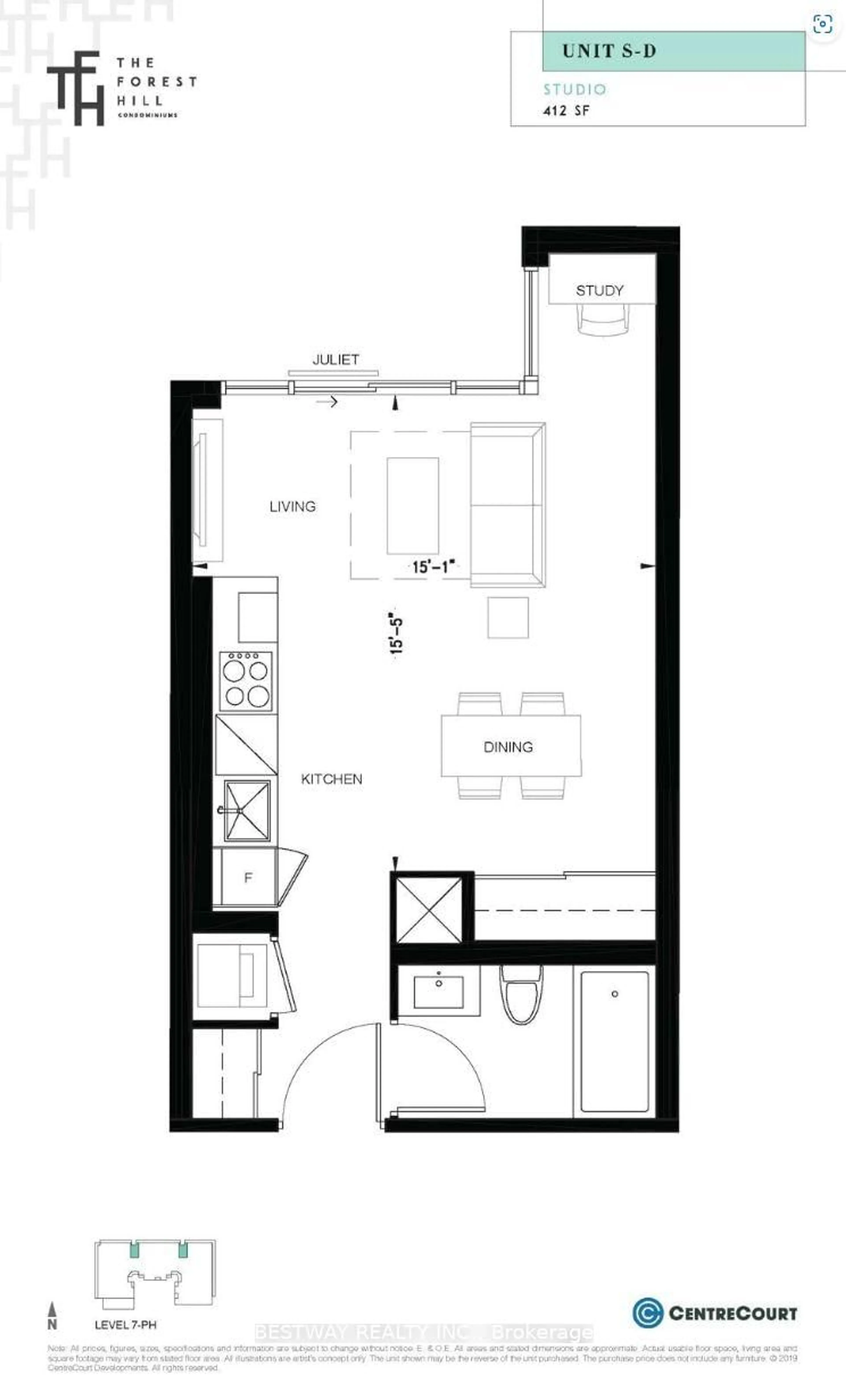 Floor plan for 2020 Bathurst St #1611, Toronto Ontario M5P 0A6