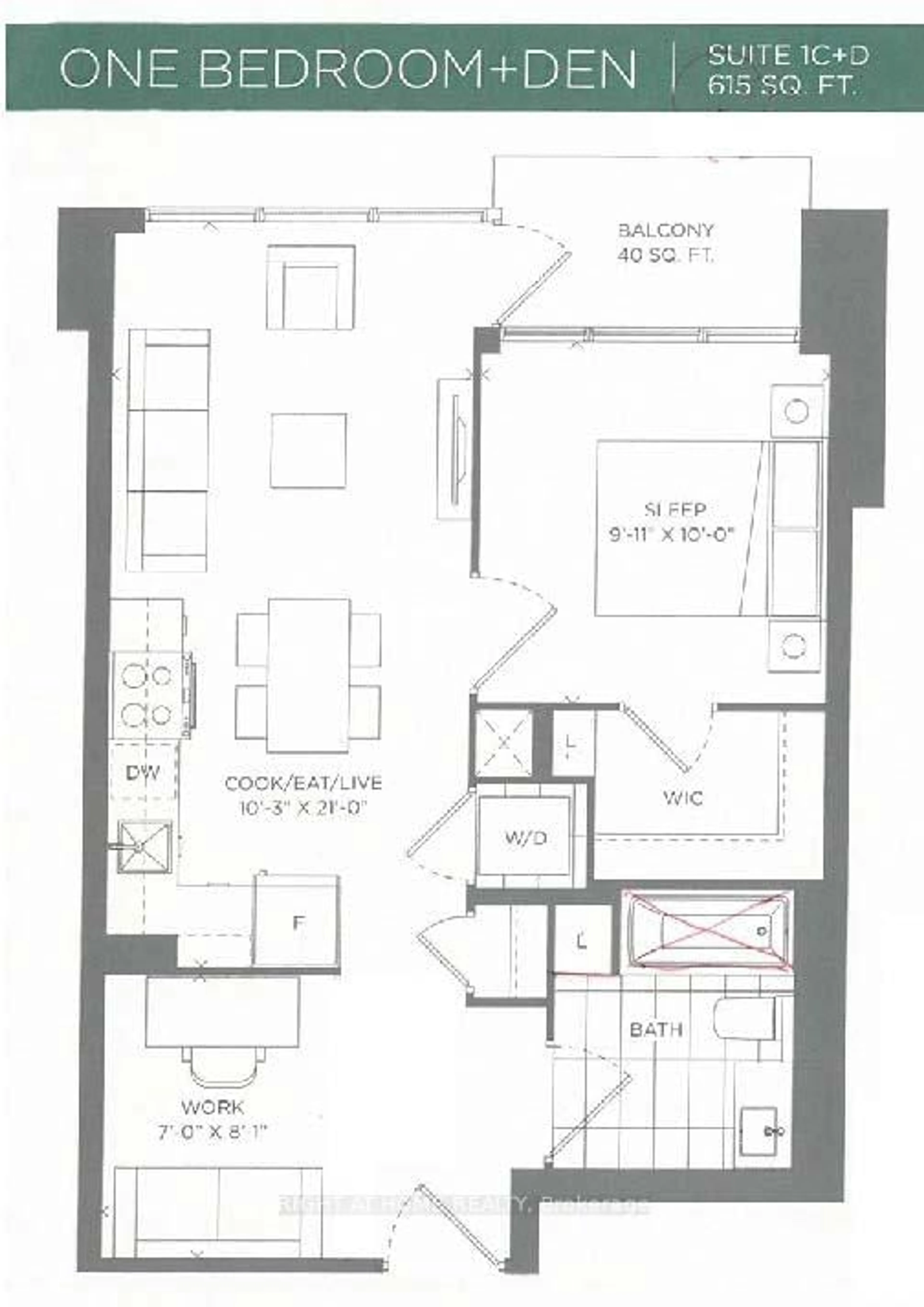 Floor plan for 10 Deerlick Crt #2003, Toronto Ontario M3A 0A7