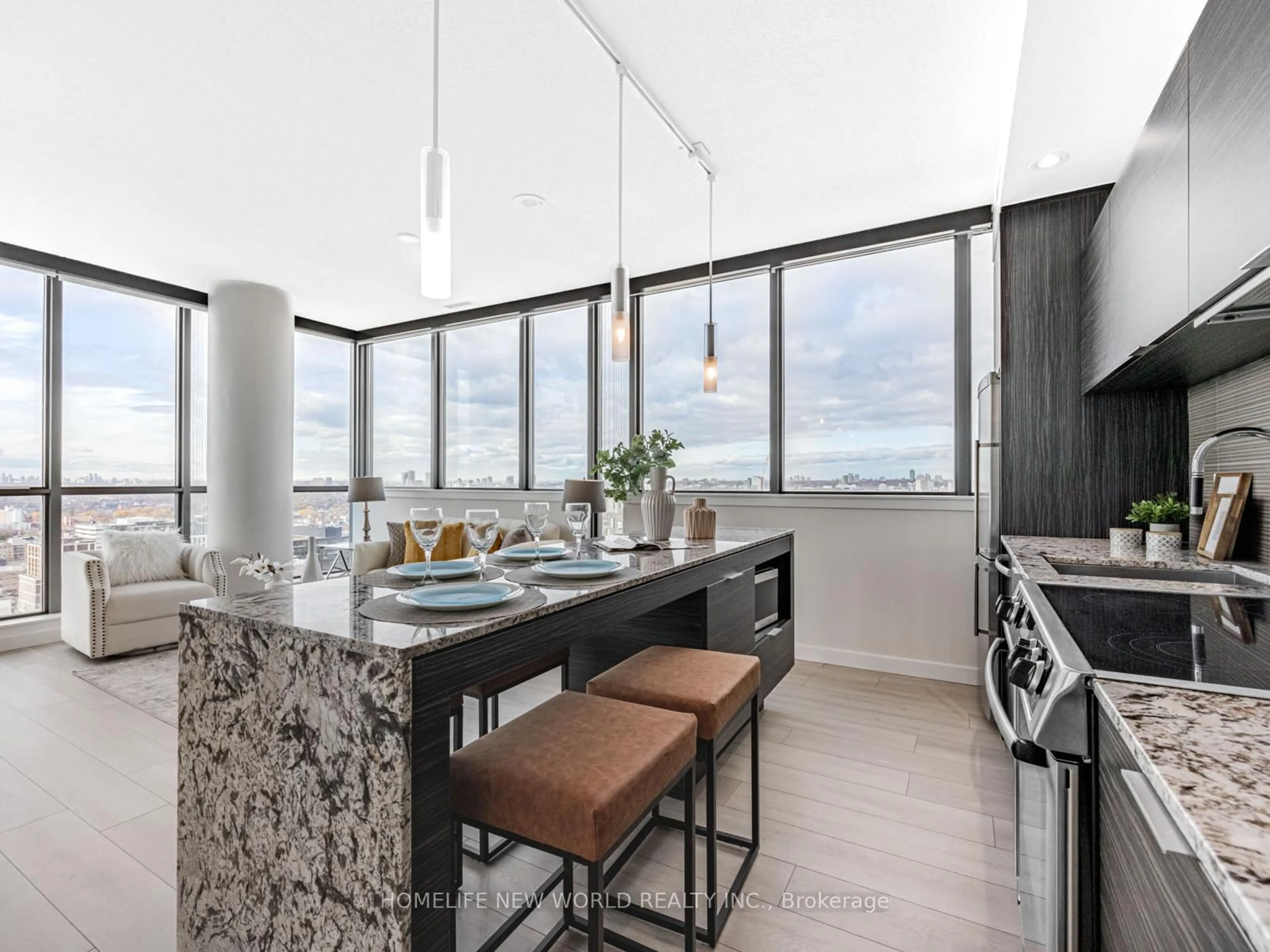 Contemporary kitchen, ceramic/tile floor for 8 Charlotte St #2802, Toronto Ontario M5V 0K4