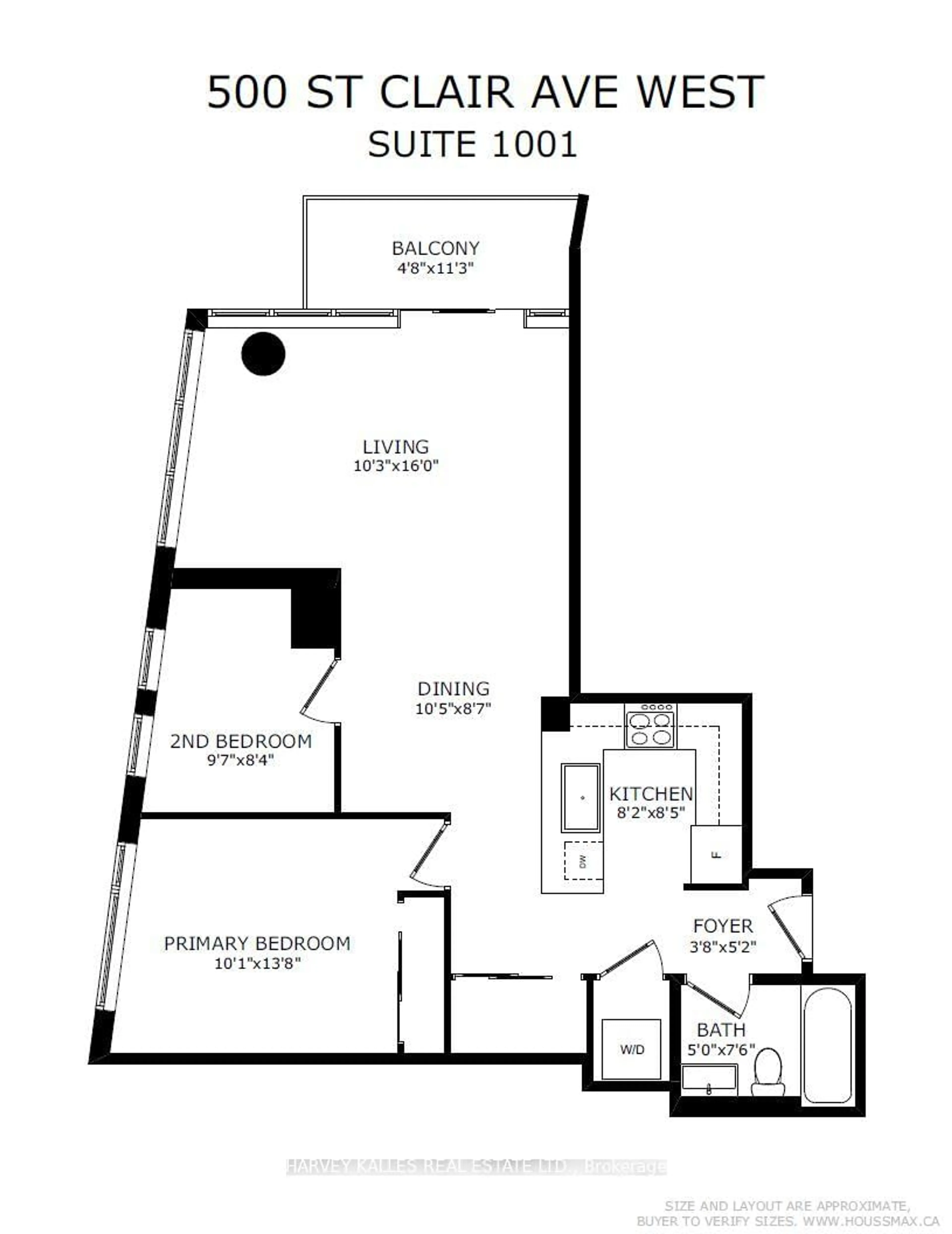 Floor plan for 500 St Clair Ave #1001, Toronto Ontario M6C 1A8