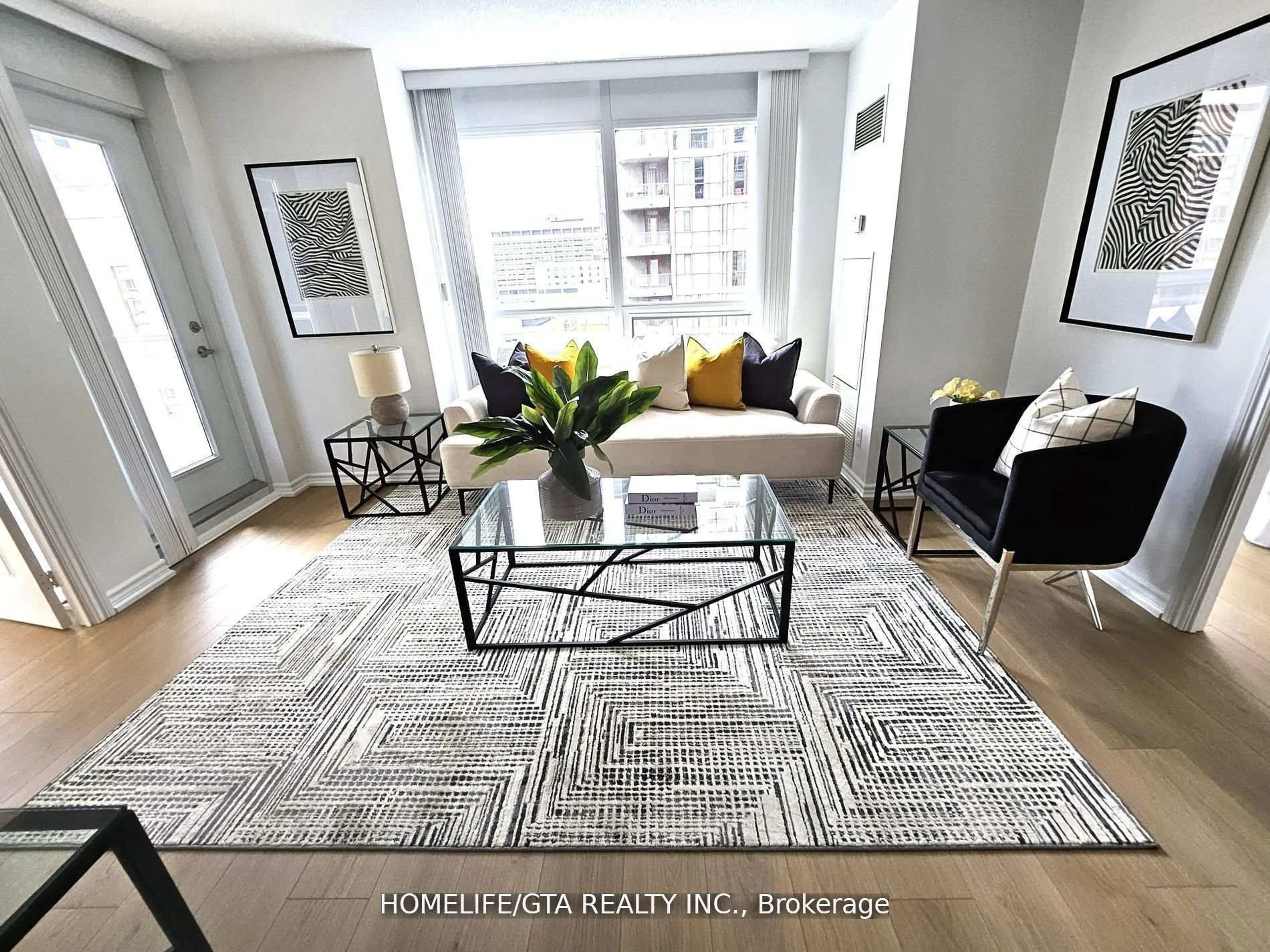 Living room with furniture, carpet floor for 761 Bay St #1509, Toronto Ontario M5G 2R2