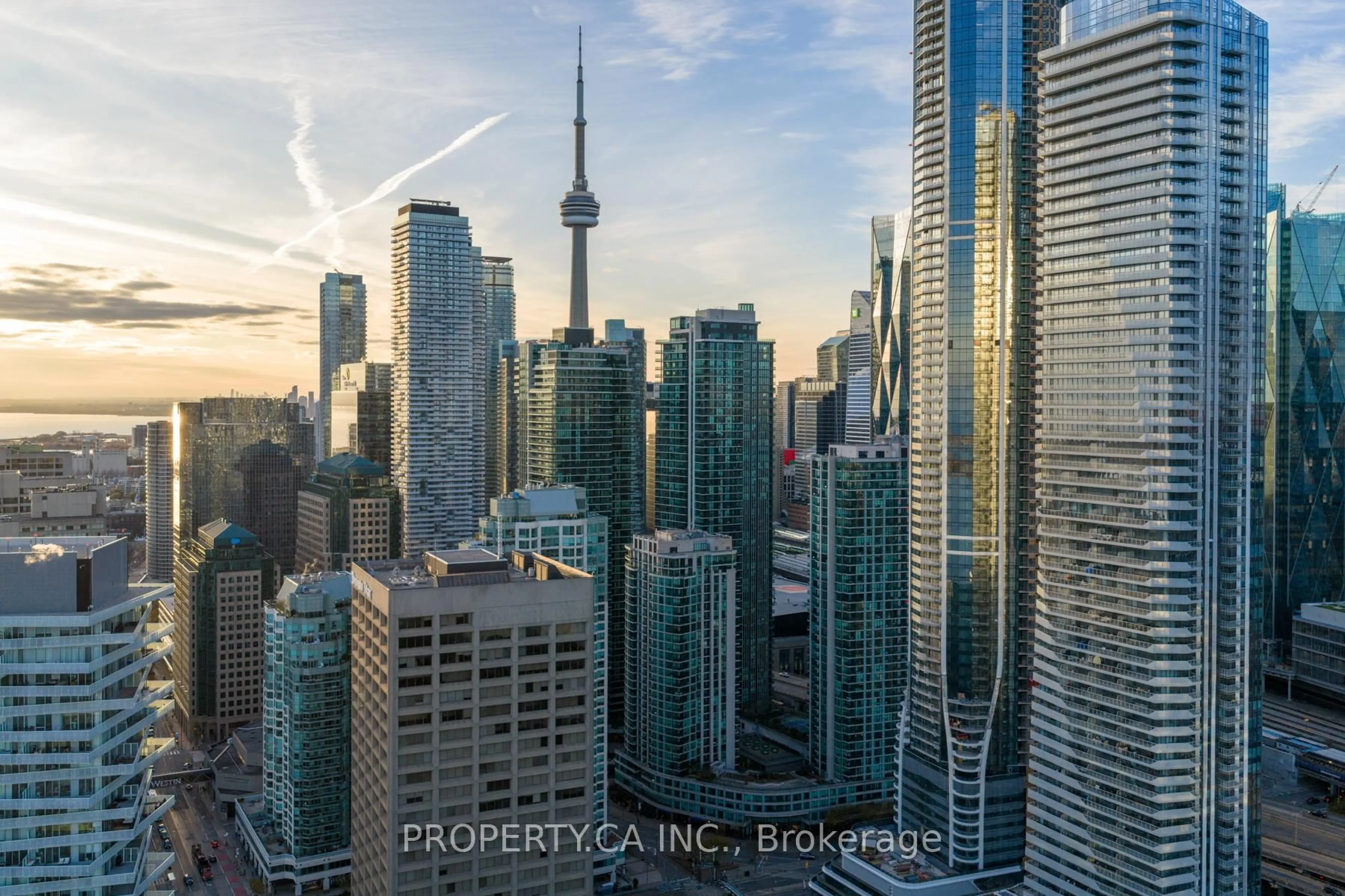 A pic from outside/outdoor area/front of a property/back of a property/a pic from drone, city buildings view from balcony for 12 Yonge St #2903, Toronto Ontario M5E 1Z9