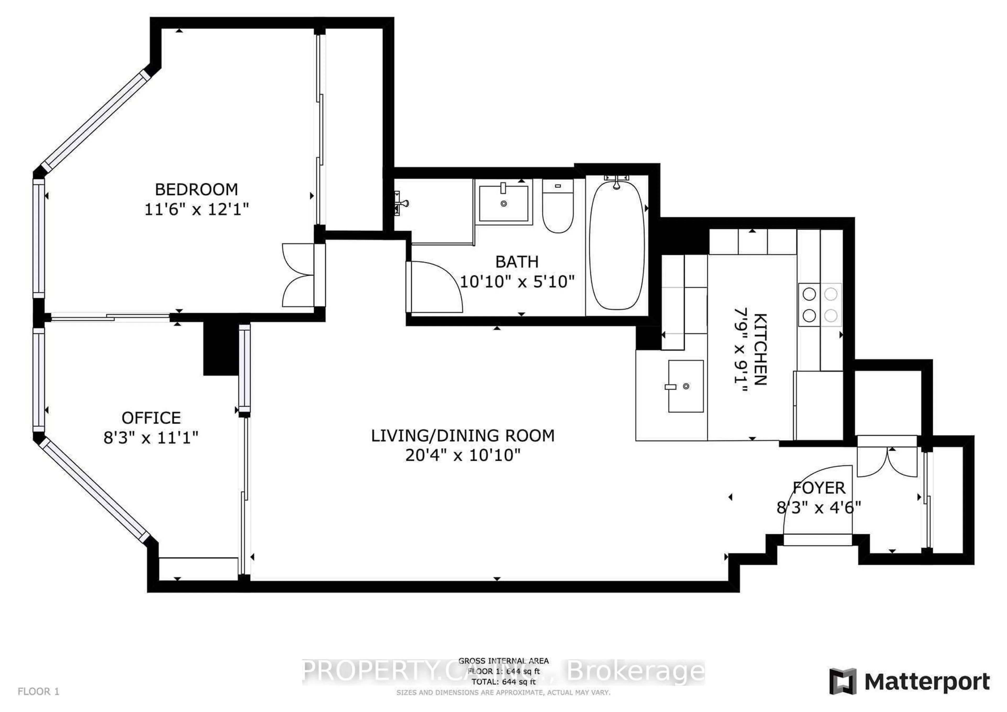 Floor plan for 10 Yonge St #3604, Toronto Ontario M5E 1R4