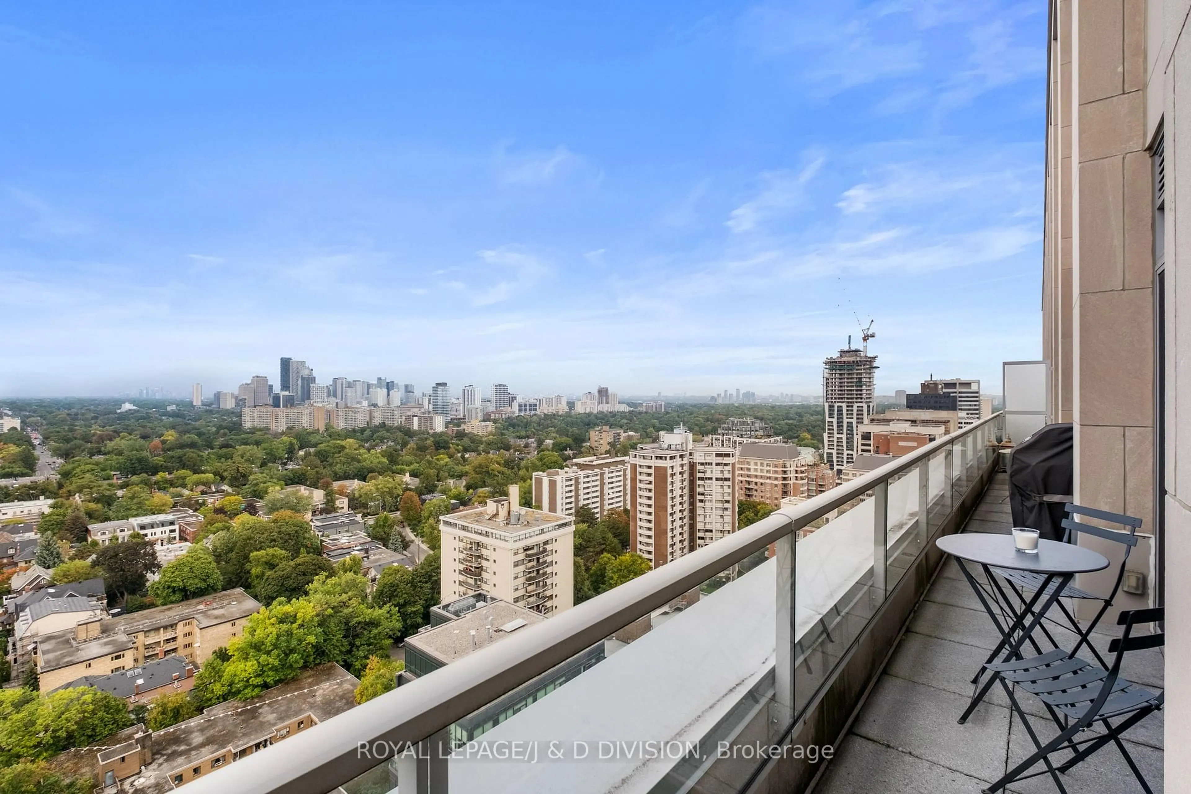 Balcony in the apartment, city buildings view from balcony for 111 St Clair Ave #1908, Toronto Ontario M4V 1N5