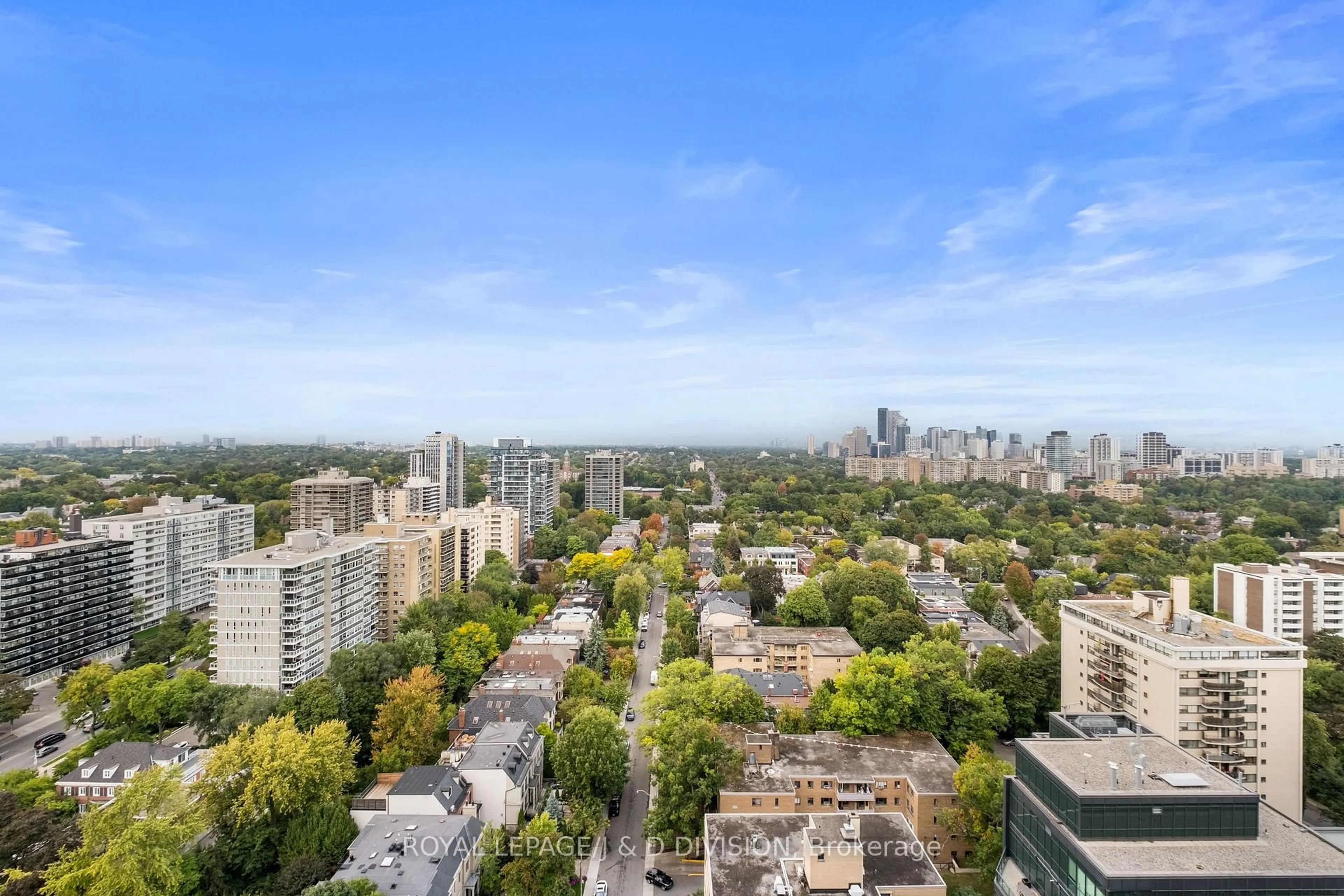 A pic from outside/outdoor area/front of a property/back of a property/a pic from drone, city buildings view from balcony for 111 St Clair Ave #1908, Toronto Ontario M4V 1N5