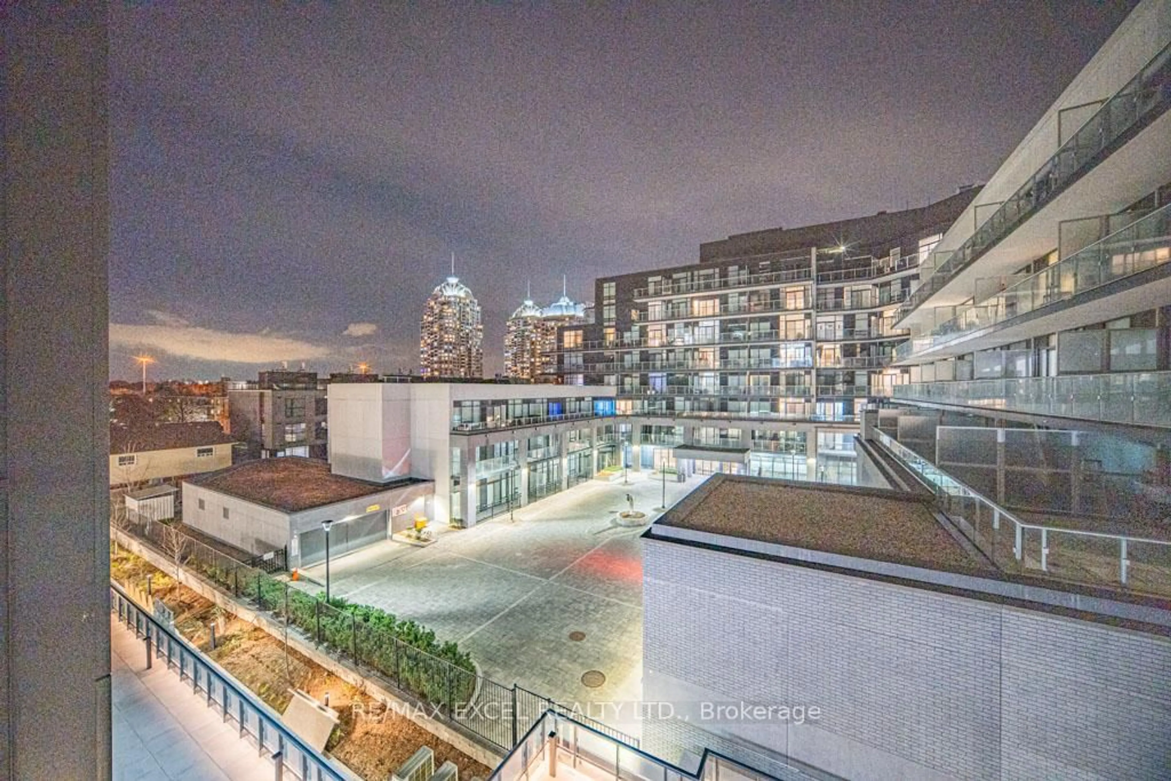 Patio, city buildings view from balcony for 625 Sheppard Ave #302, Toronto Ontario M2K 1B5