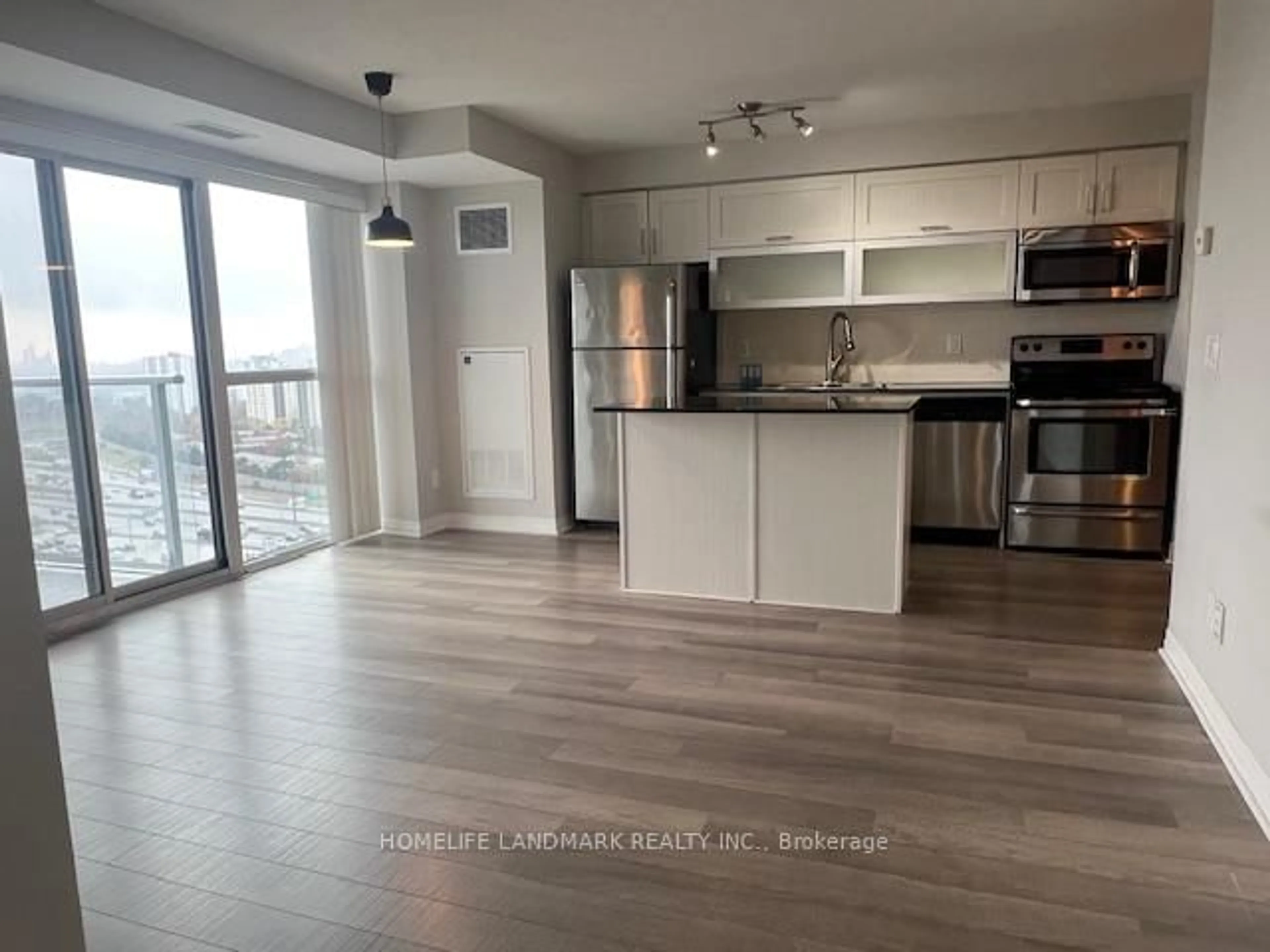 Open concept kitchen, wood/laminate floor for 275 Yorkland Rd #2109, Toronto Ontario M2J 0B4