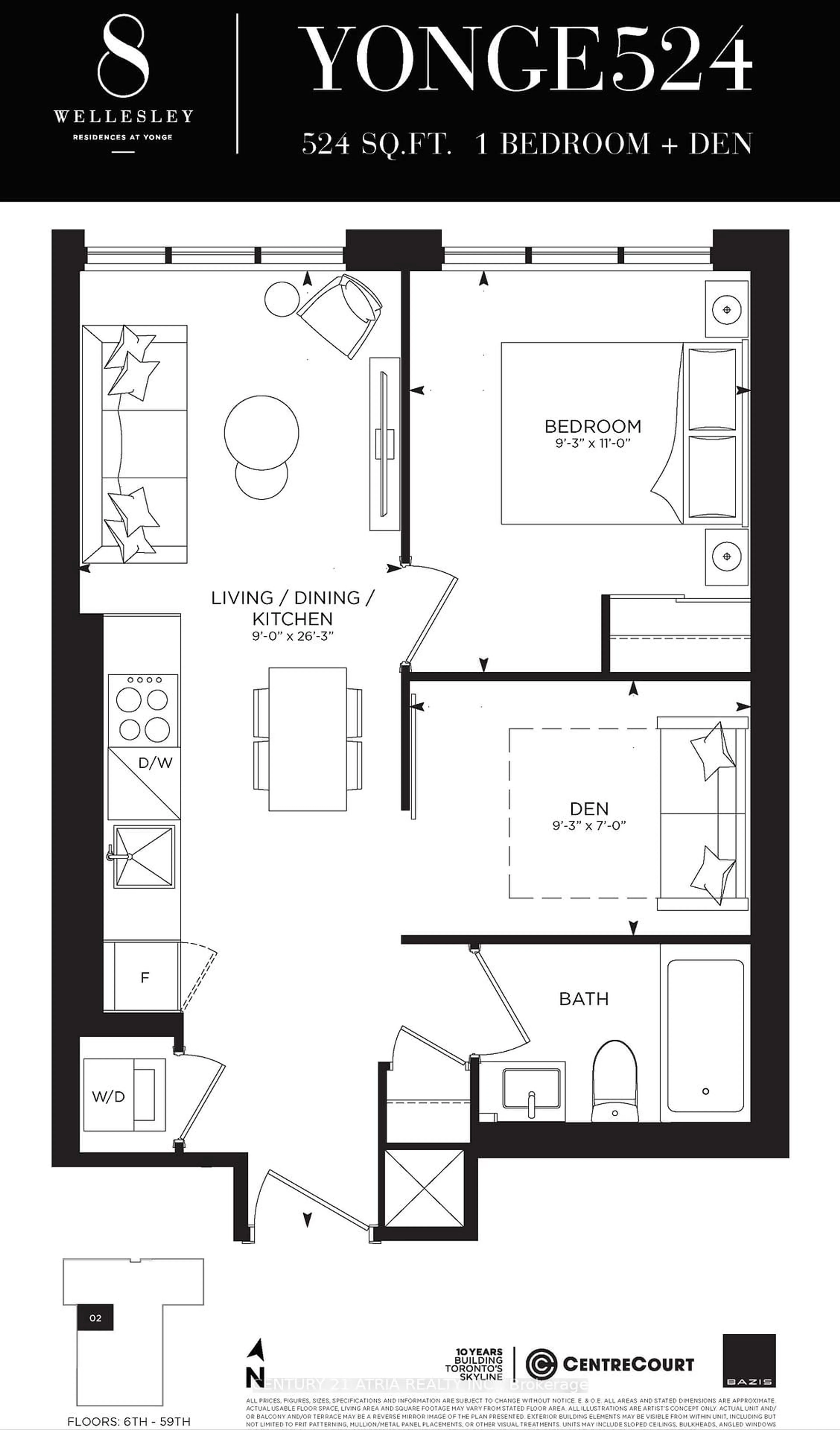 Floor plan for 8 Wellesley St #1702, Toronto Ontario M4Y 0J5