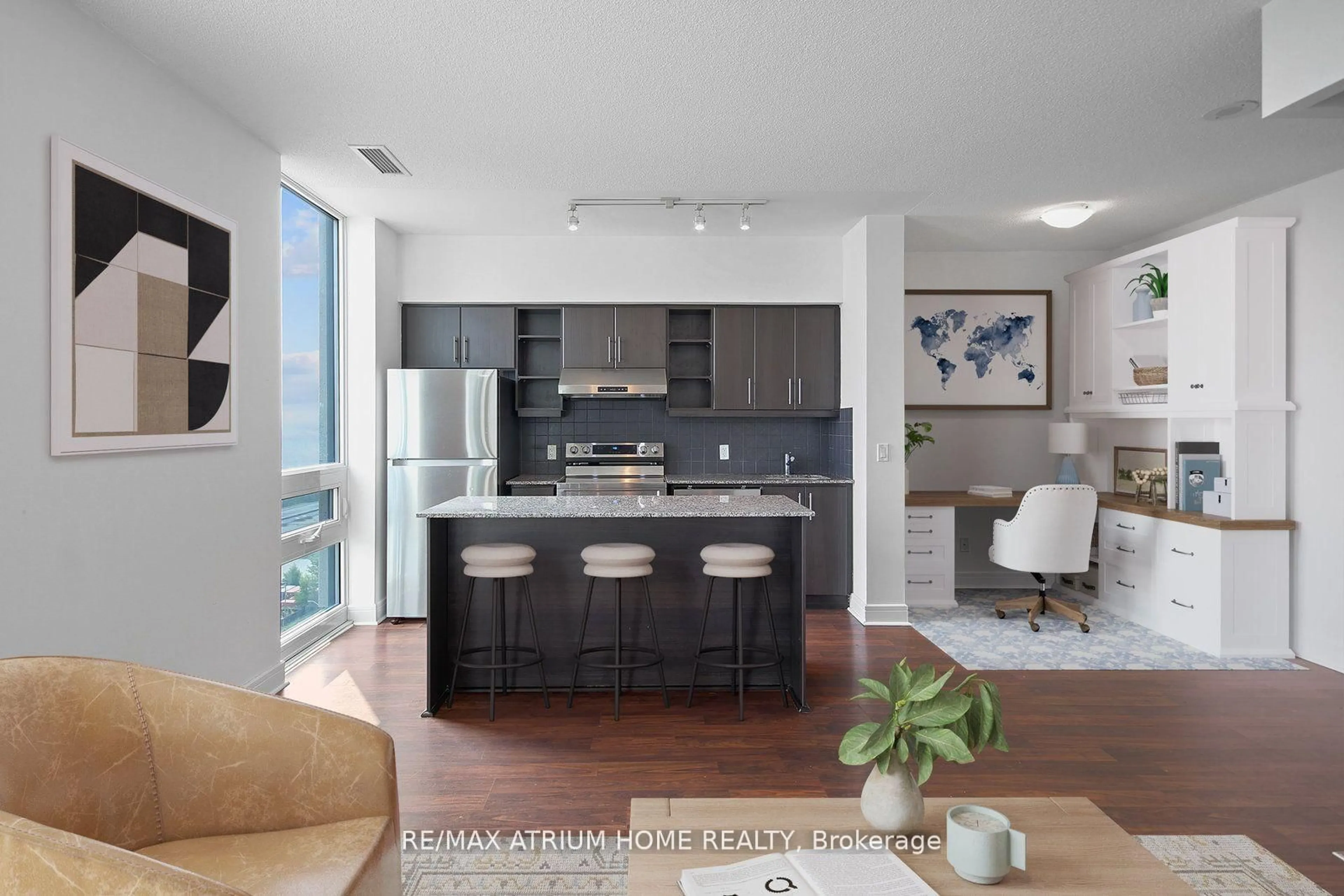 Open concept kitchen, unknown for 35 Brian Peck Cres #Ph09, Toronto Ontario M4G 0A5