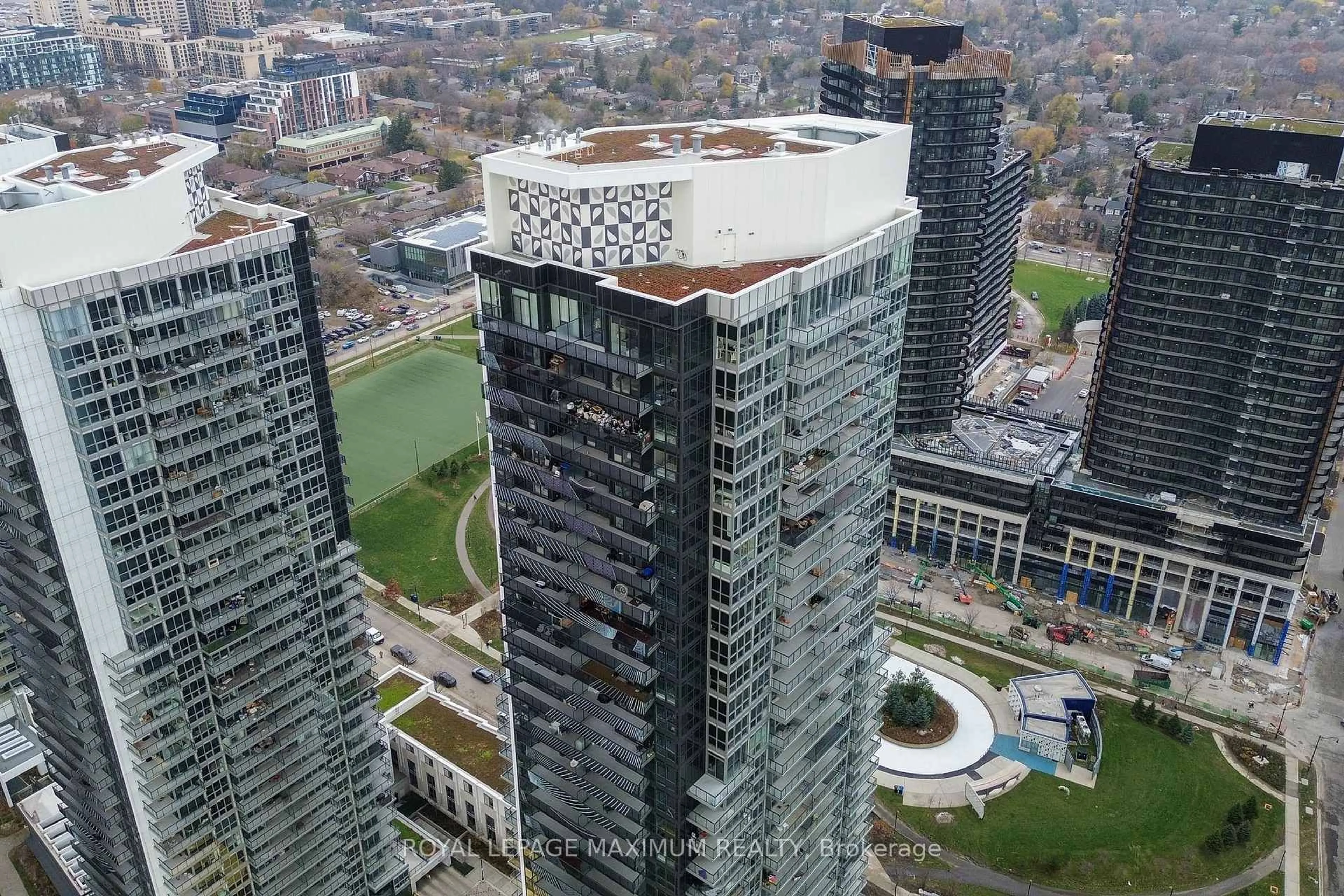 A pic from outside/outdoor area/front of a property/back of a property/a pic from drone, city buildings view from balcony for 95 McMahon Dr #502, Toronto Ontario M2K 0H1