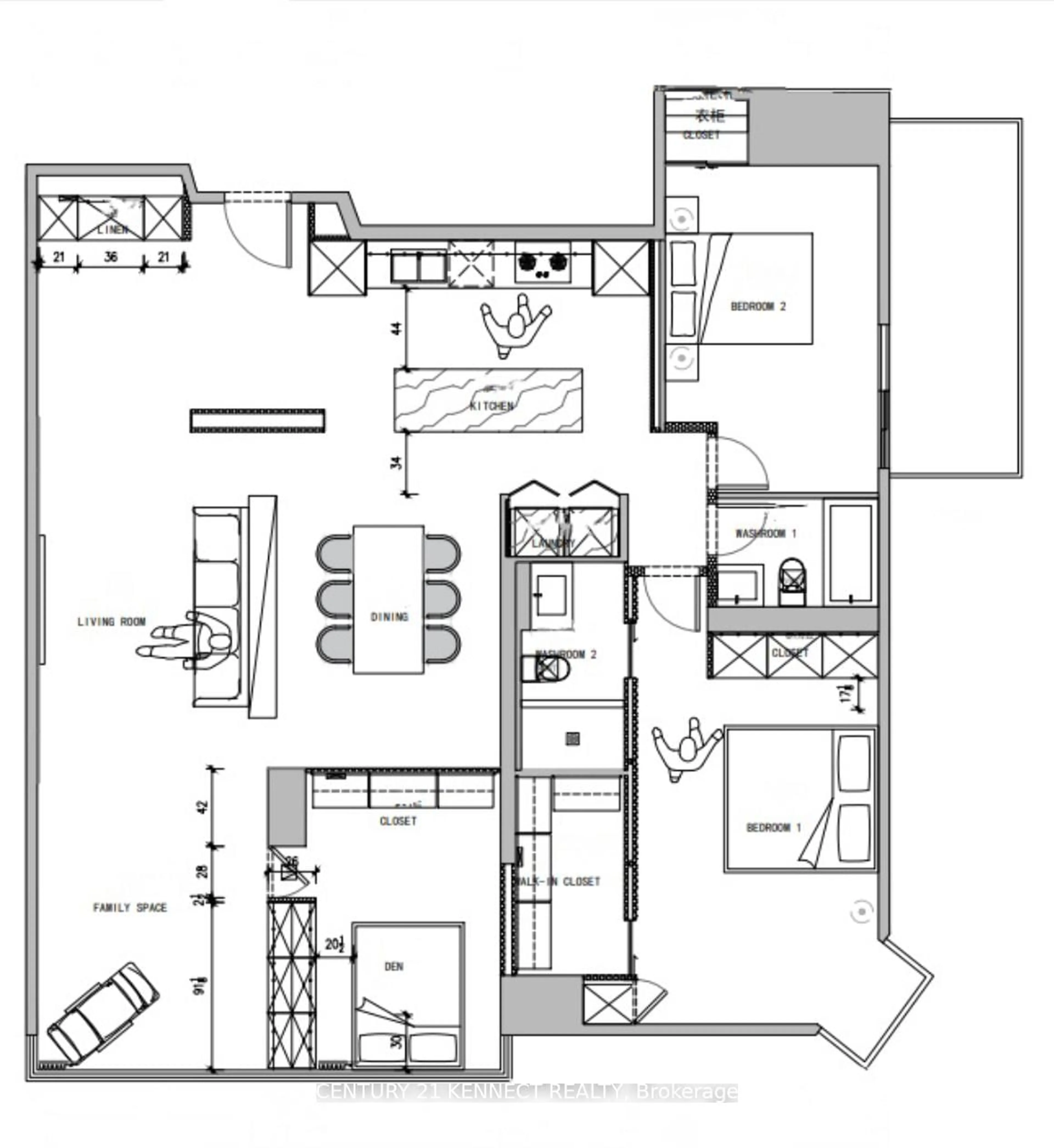 Floor plan for 3303 Don Mills Rd #2407, Toronto Ontario M2J 4T6