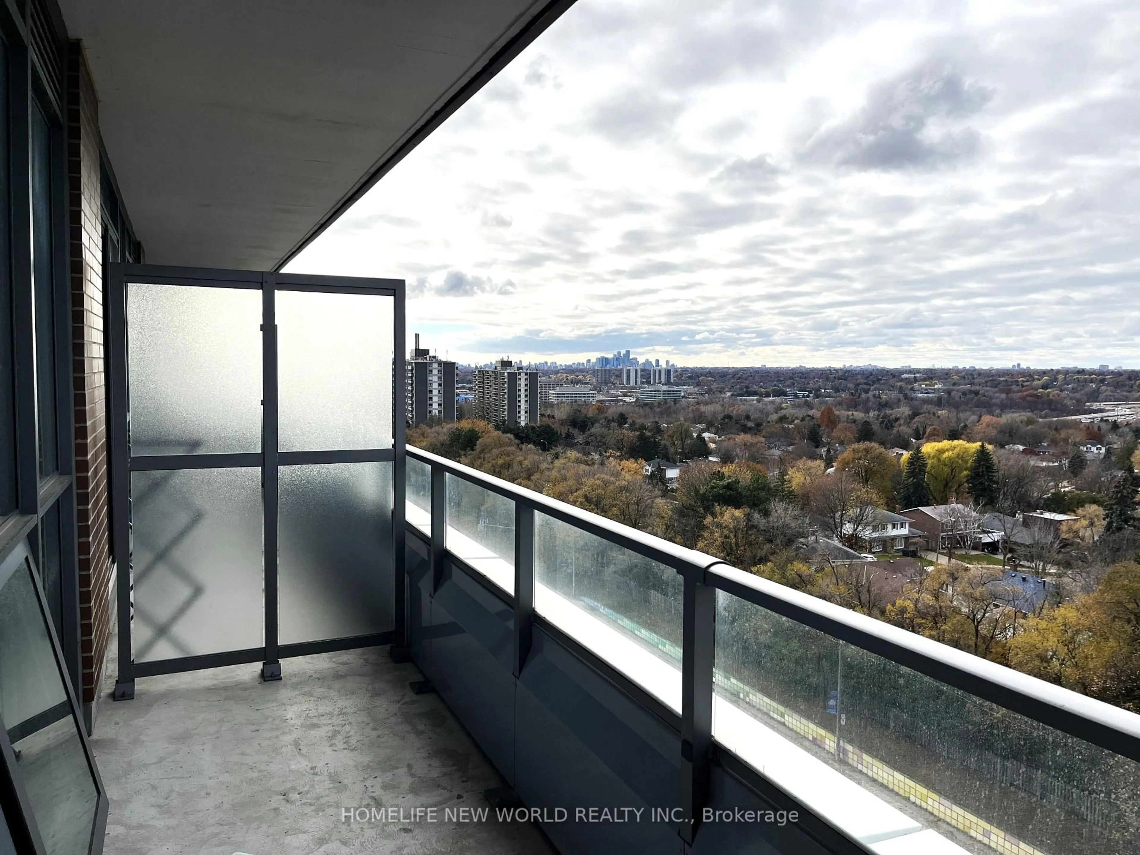 Balcony in the apartment, city buildings view from balcony for 36 Forest Manor Rd #614, Toronto Ontario M2J 1M1