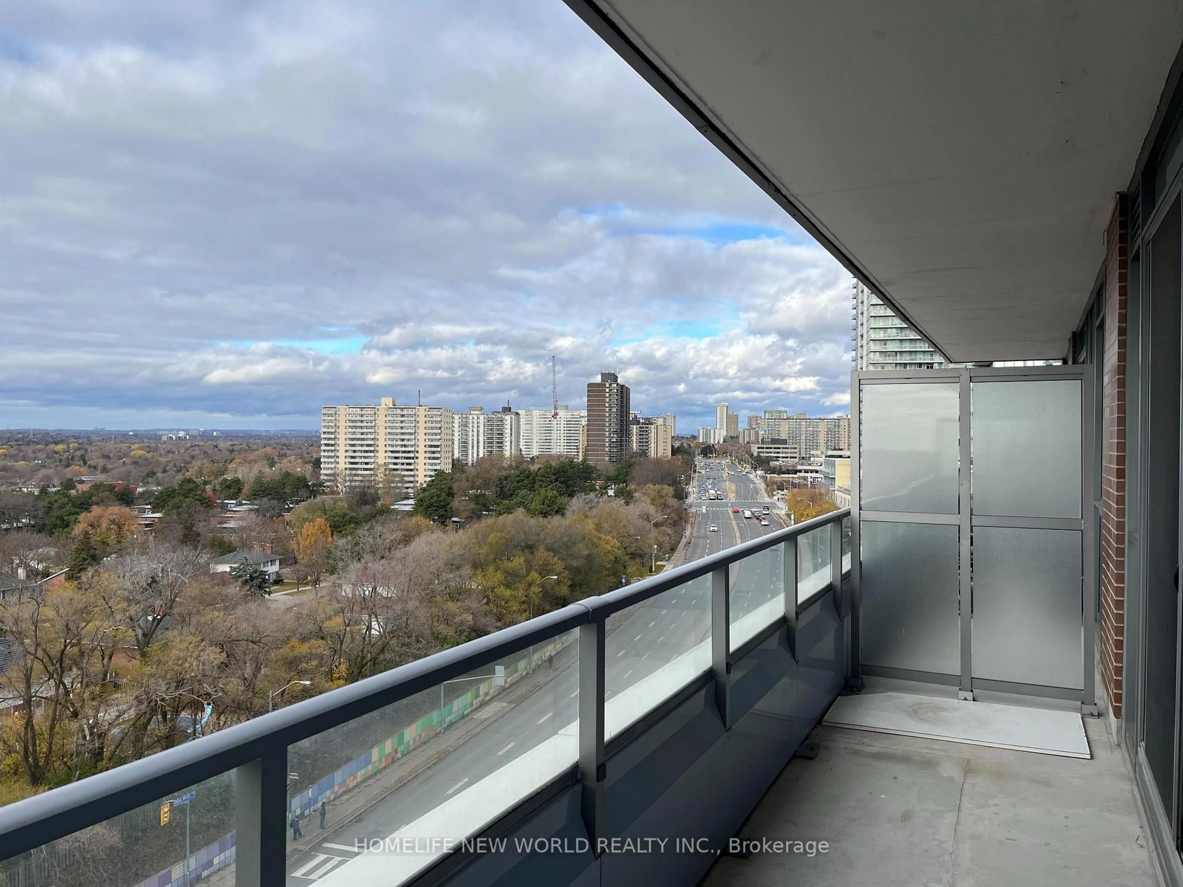 Balcony in the apartment, city buildings view from balcony for 36 Forest Manor Rd #614, Toronto Ontario M2J 1M1