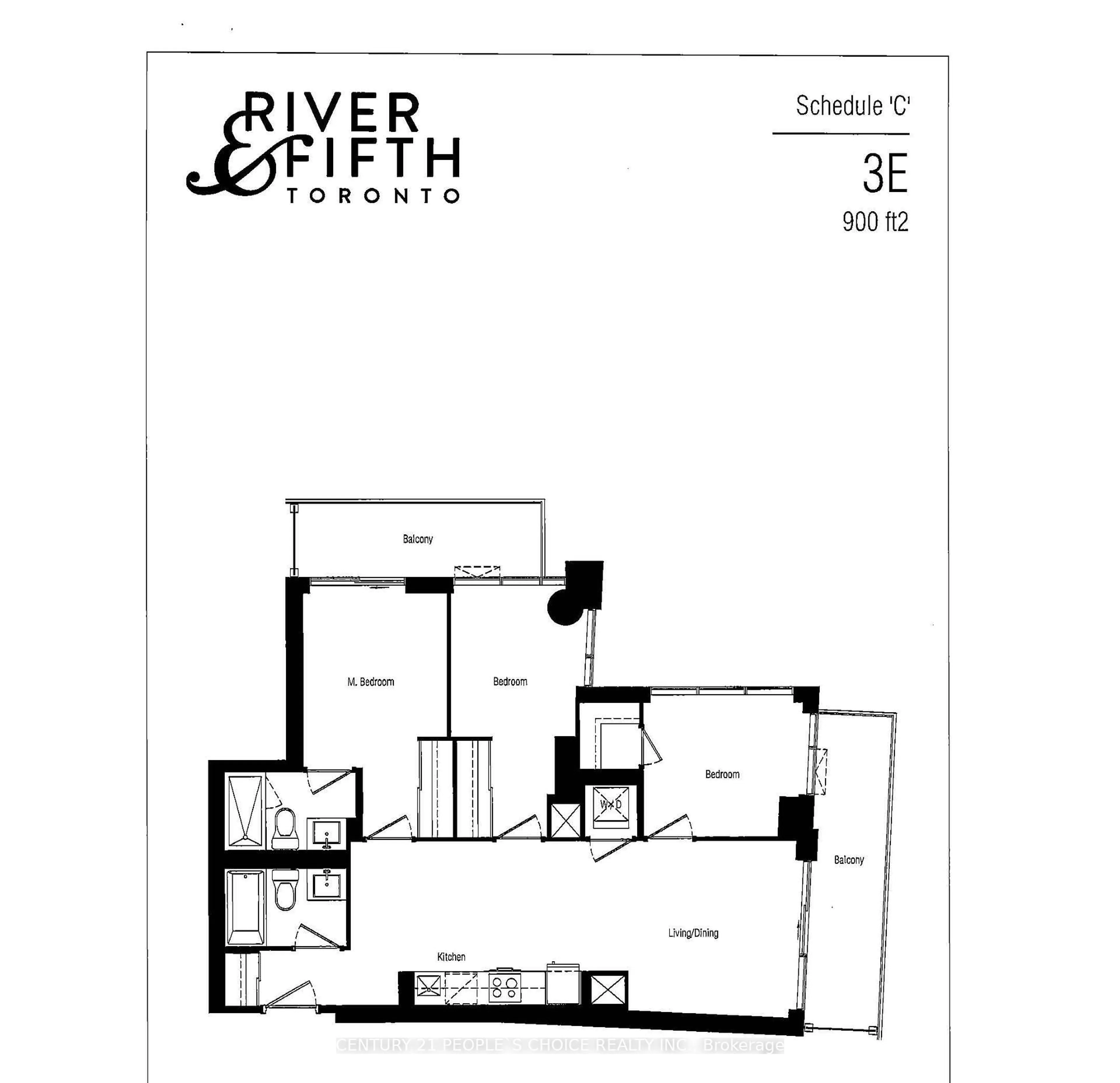 Floor plan for 5 Defries St #801, Toronto Ontario M5A 0W7