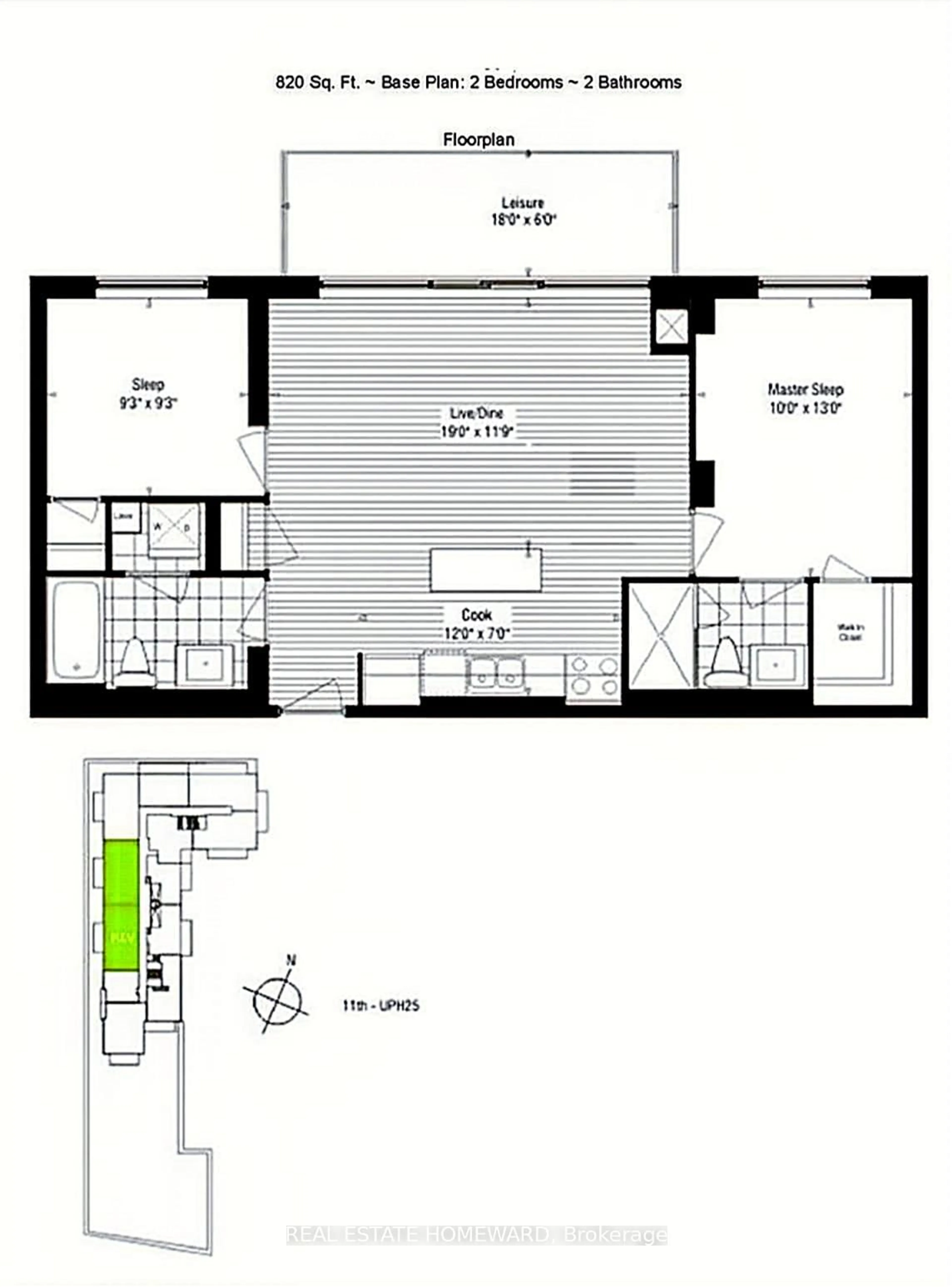 Floor plan for 100 Western Battery Rd #2106, Toronto Ontario M6K 3S2
