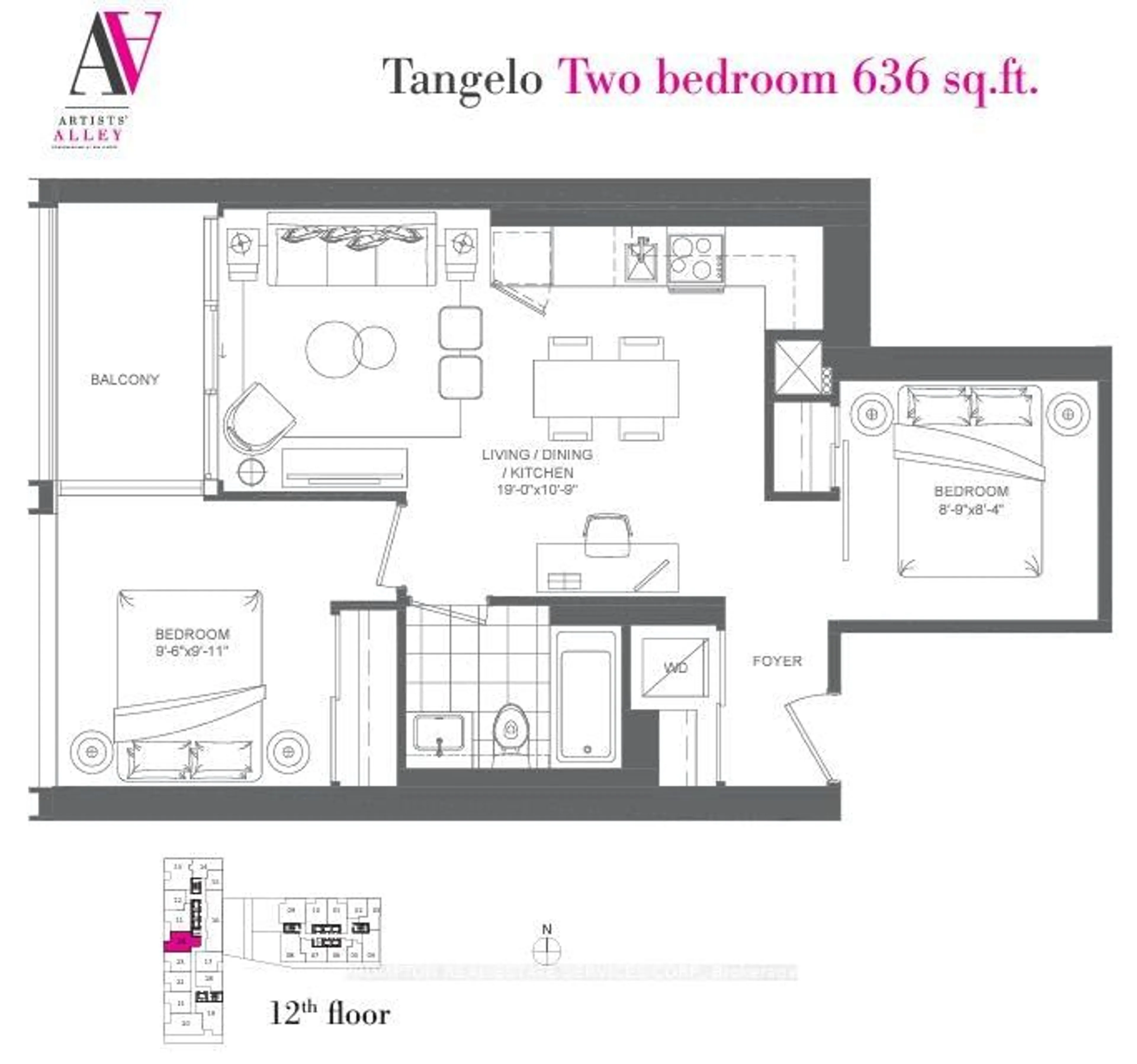 Floor plan for 121 St Patrick St #1224, Toronto Ontario M5T 3C1
