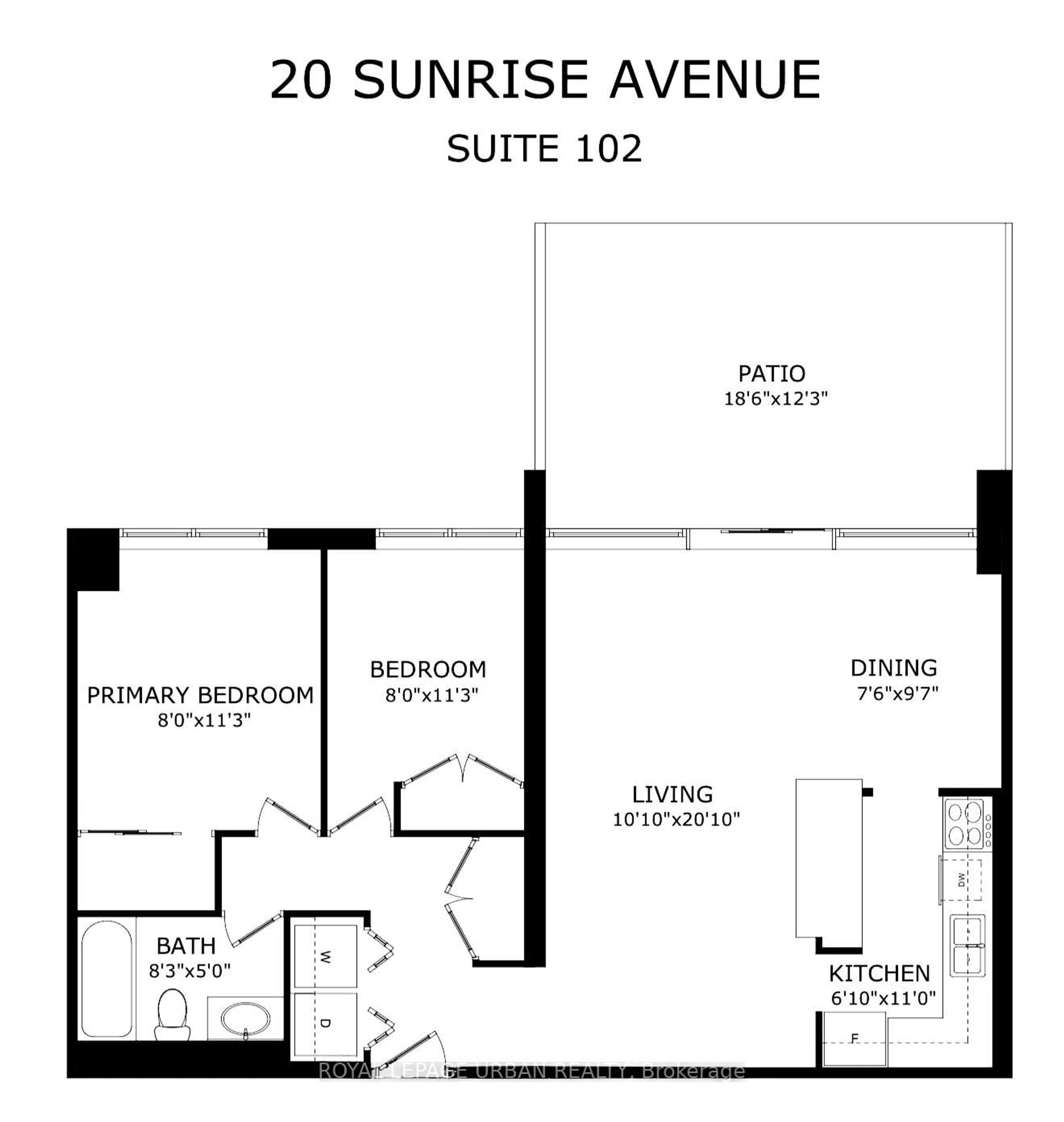 Floor plan for 20 Sunrise Ave #102, Toronto Ontario M4A 2R2